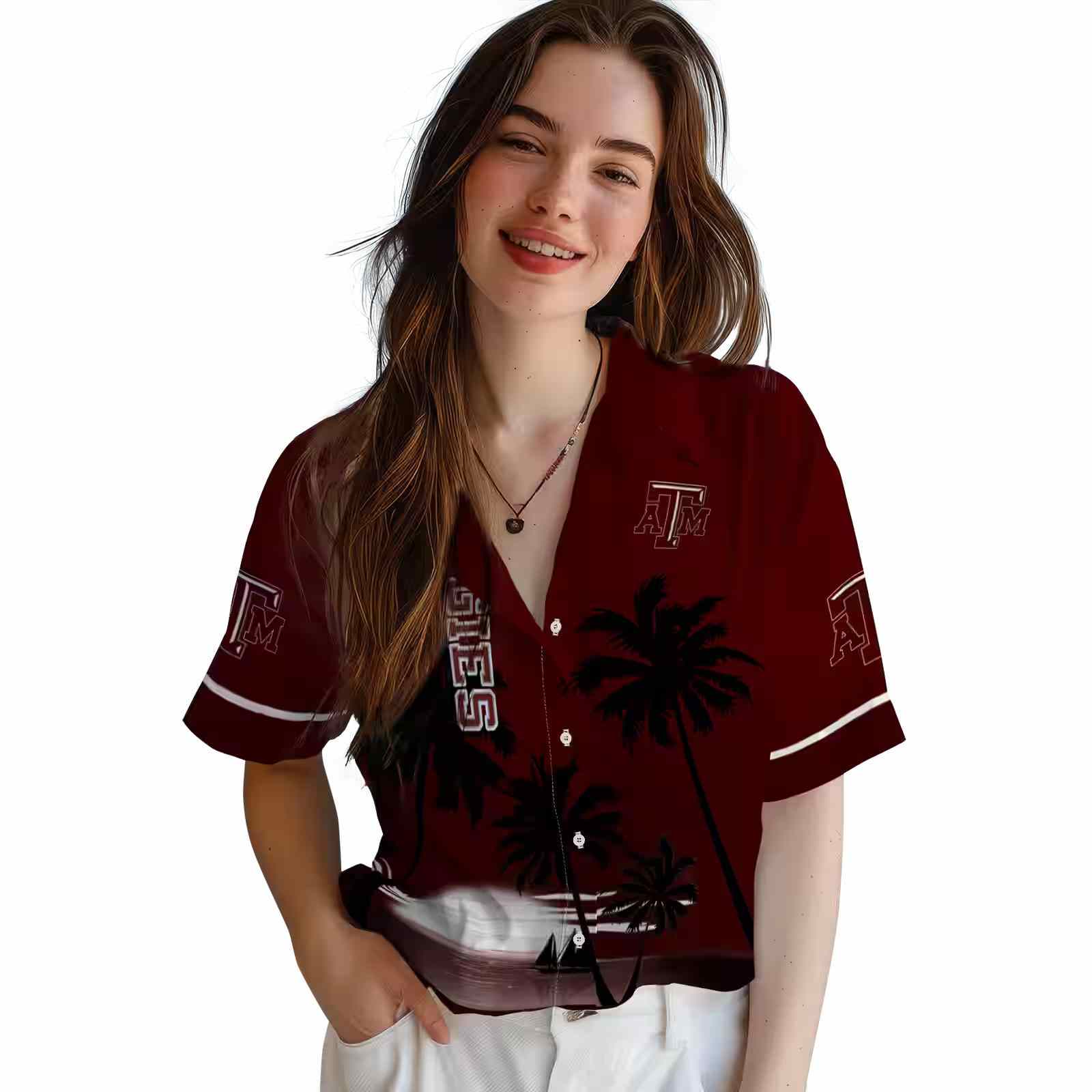 texas am aggies beach sunset maroon black hawaiian shirt latest model