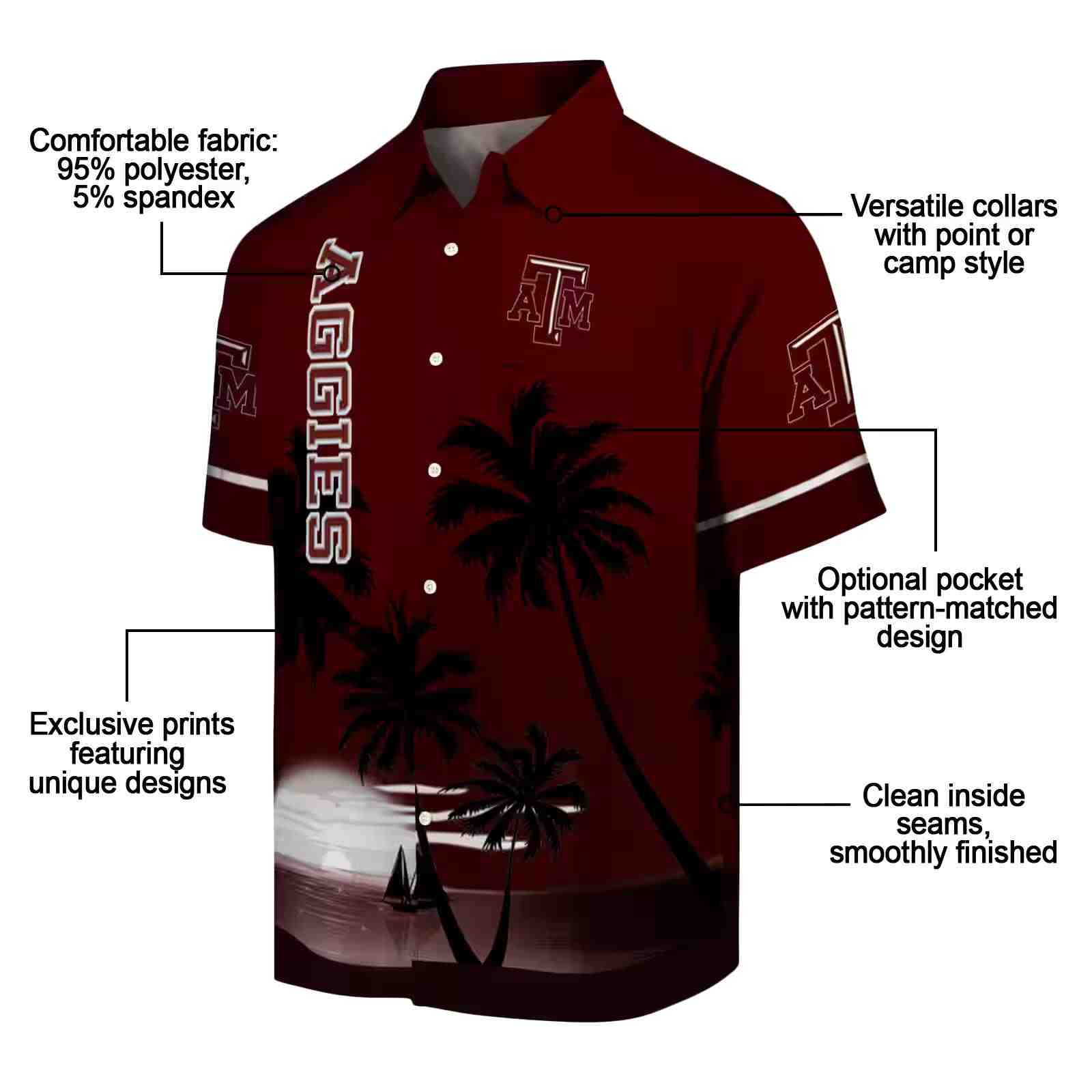 texas am aggies beach sunset maroon black hawaiian shirt new arrival