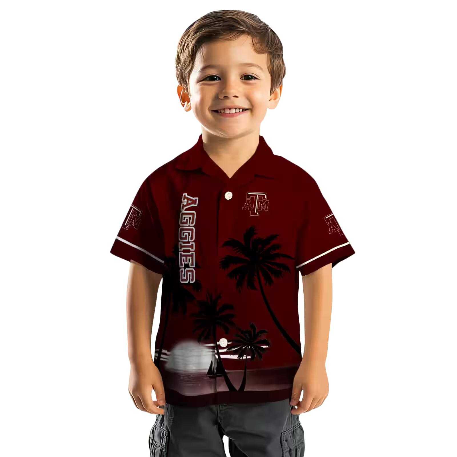 texas am aggies beach sunset maroon black hawaiian shirt top rated