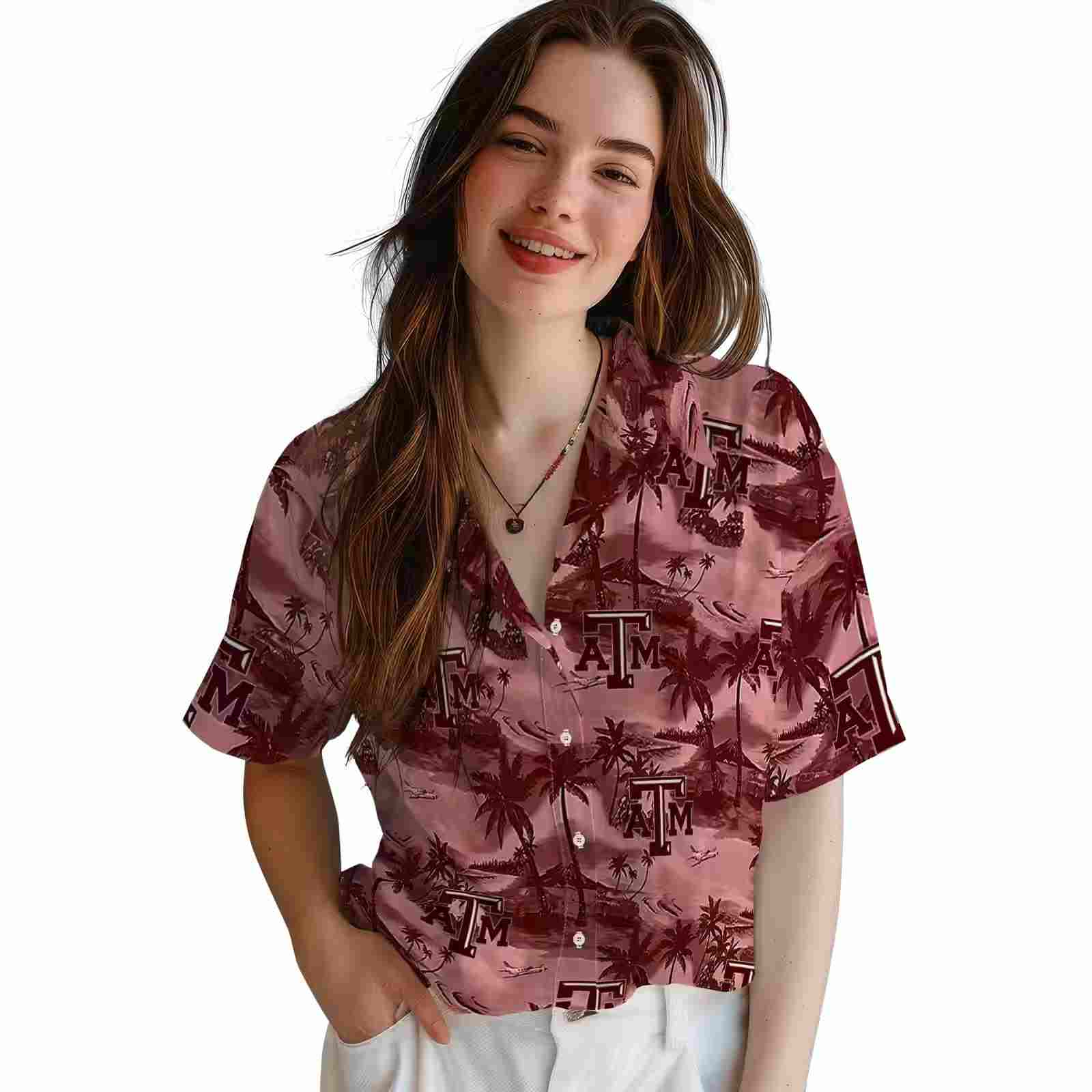 texas am aggies coastal palms maroon hawaiian shirt latest model