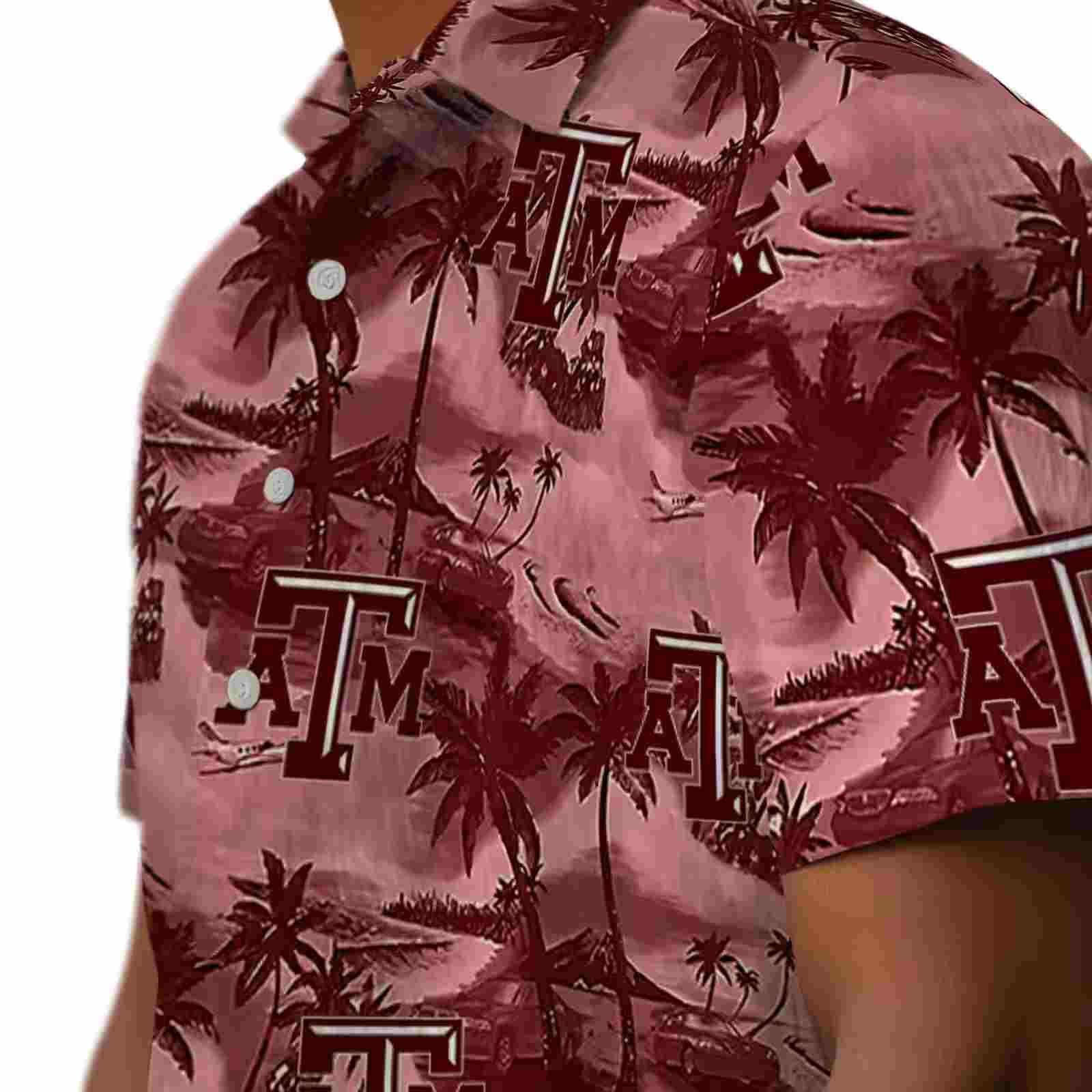 texas am aggies coastal palms maroon hawaiian shirt trendy