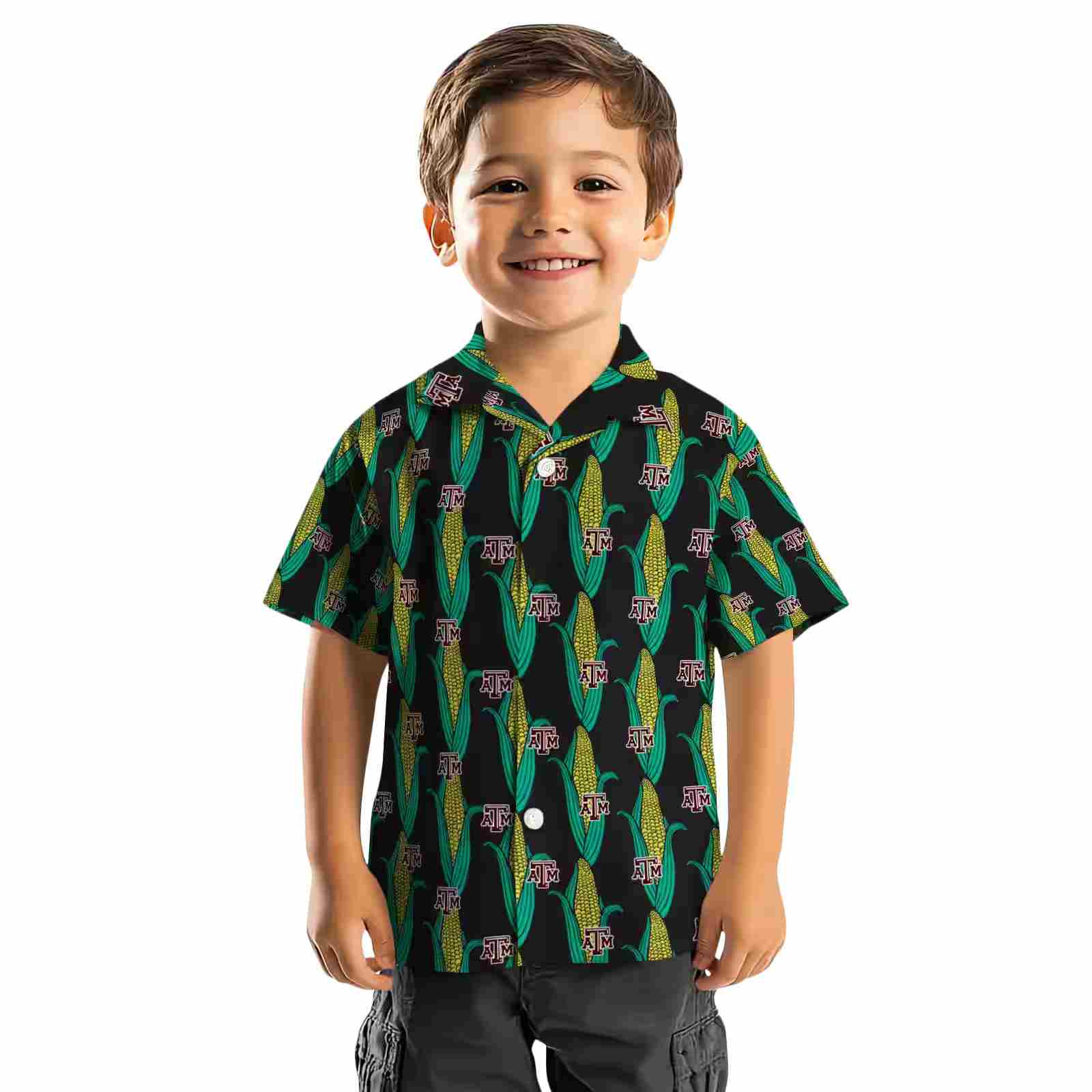 texas am aggies corn motifs black green hawaiian shirt top rated