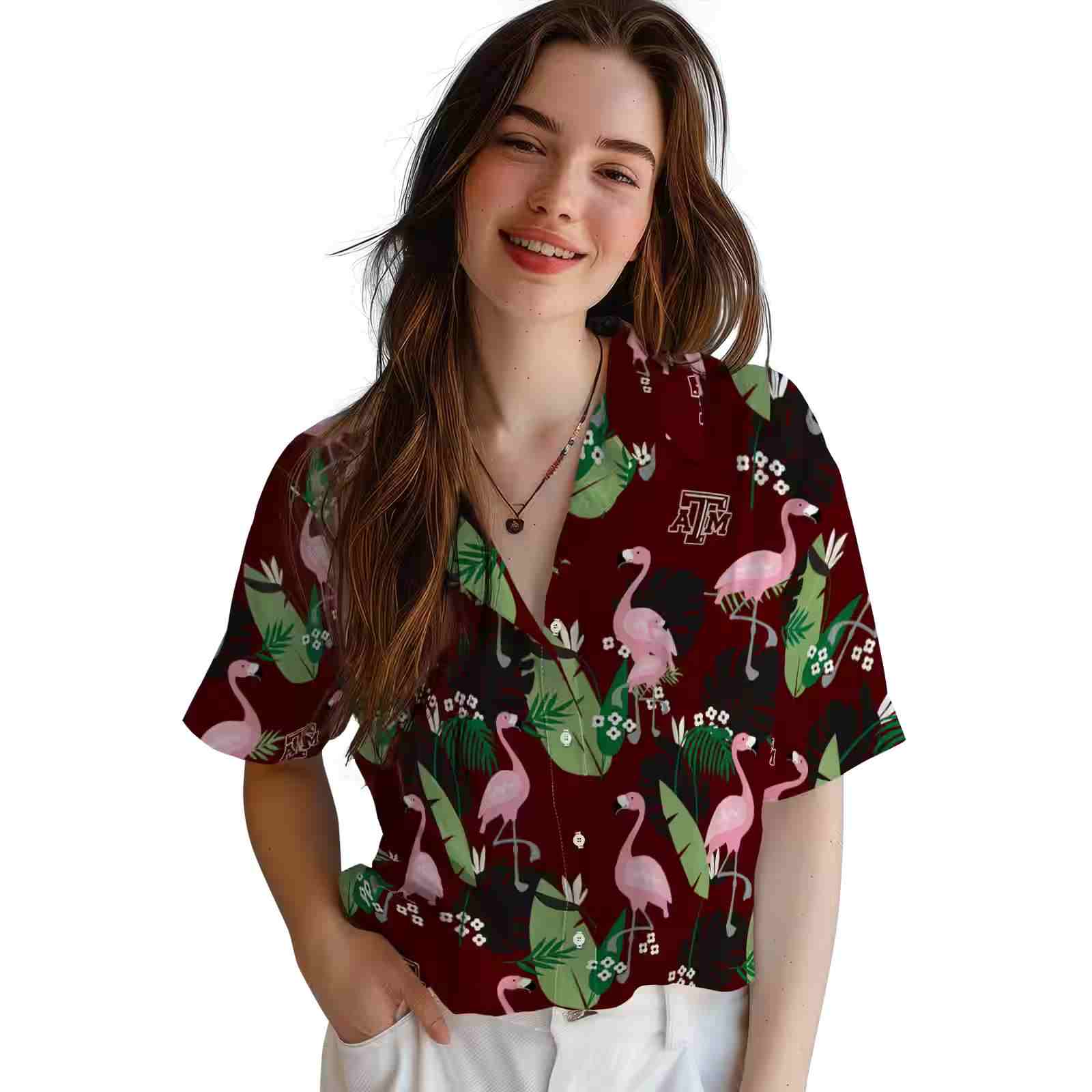 texas am aggies flamingo leaf motif maroon hawaiian shirt latest model