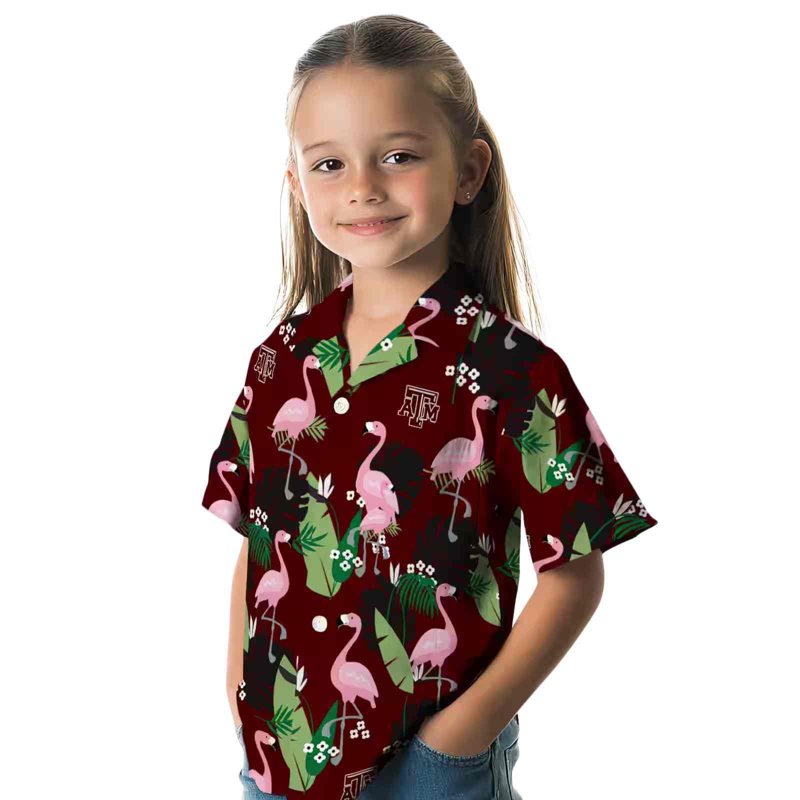 texas am aggies flamingo leaf motif maroon hawaiian shirt premium grade