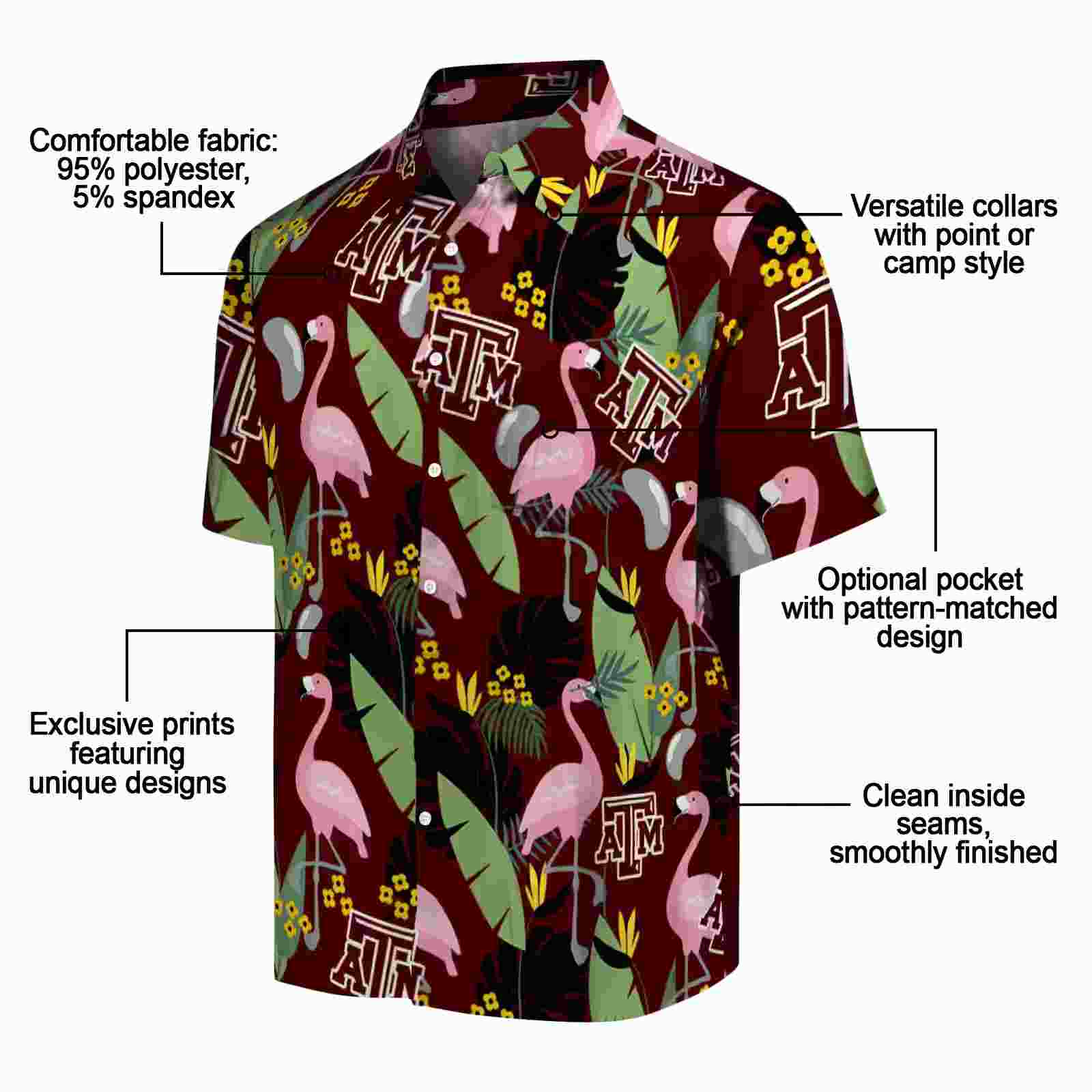 texas am aggies flamingo leaves maroon hawaiian shirt new arrival