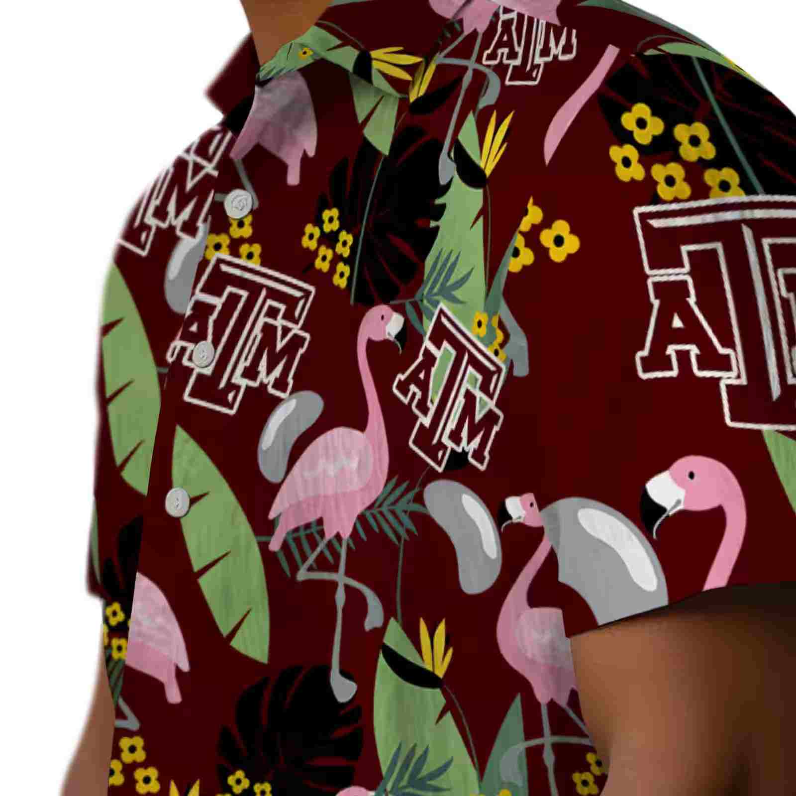 texas am aggies flamingo leaves maroon hawaiian shirt trendy