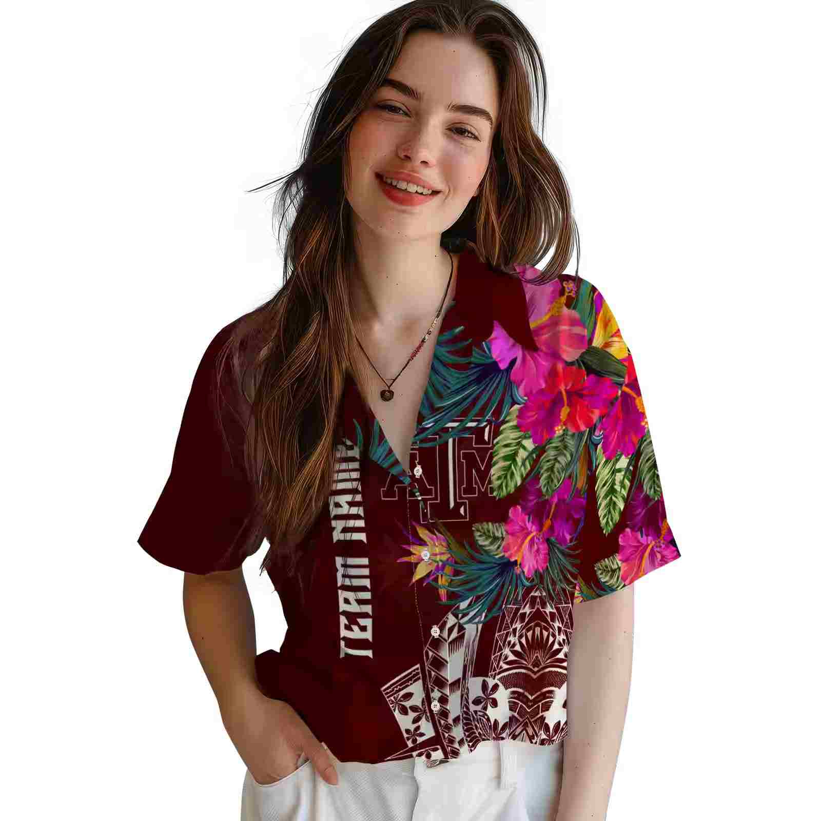 texas am aggies floral polynesian maroon hawaiian shirt latest model