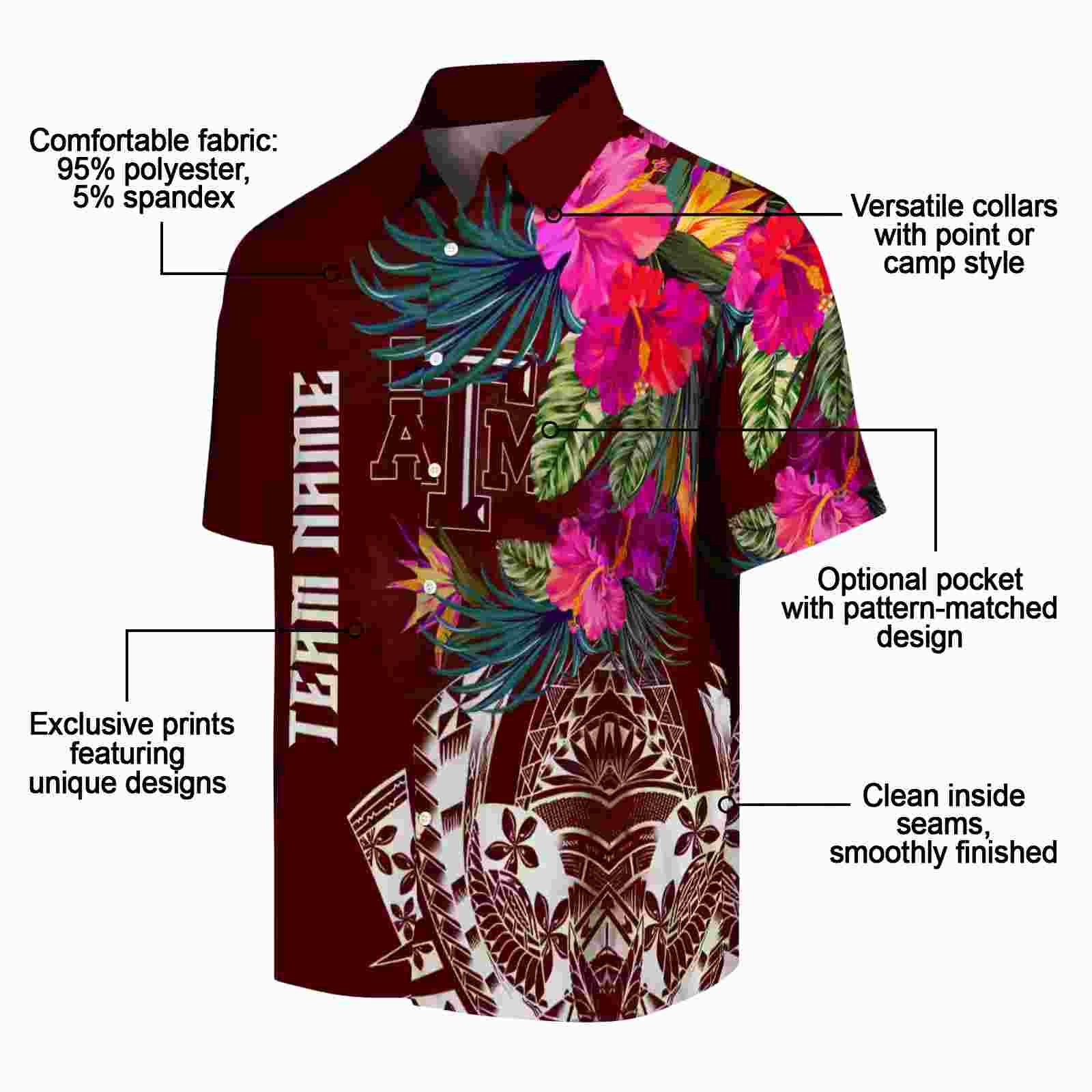 texas am aggies floral polynesian maroon hawaiian shirt new arrival