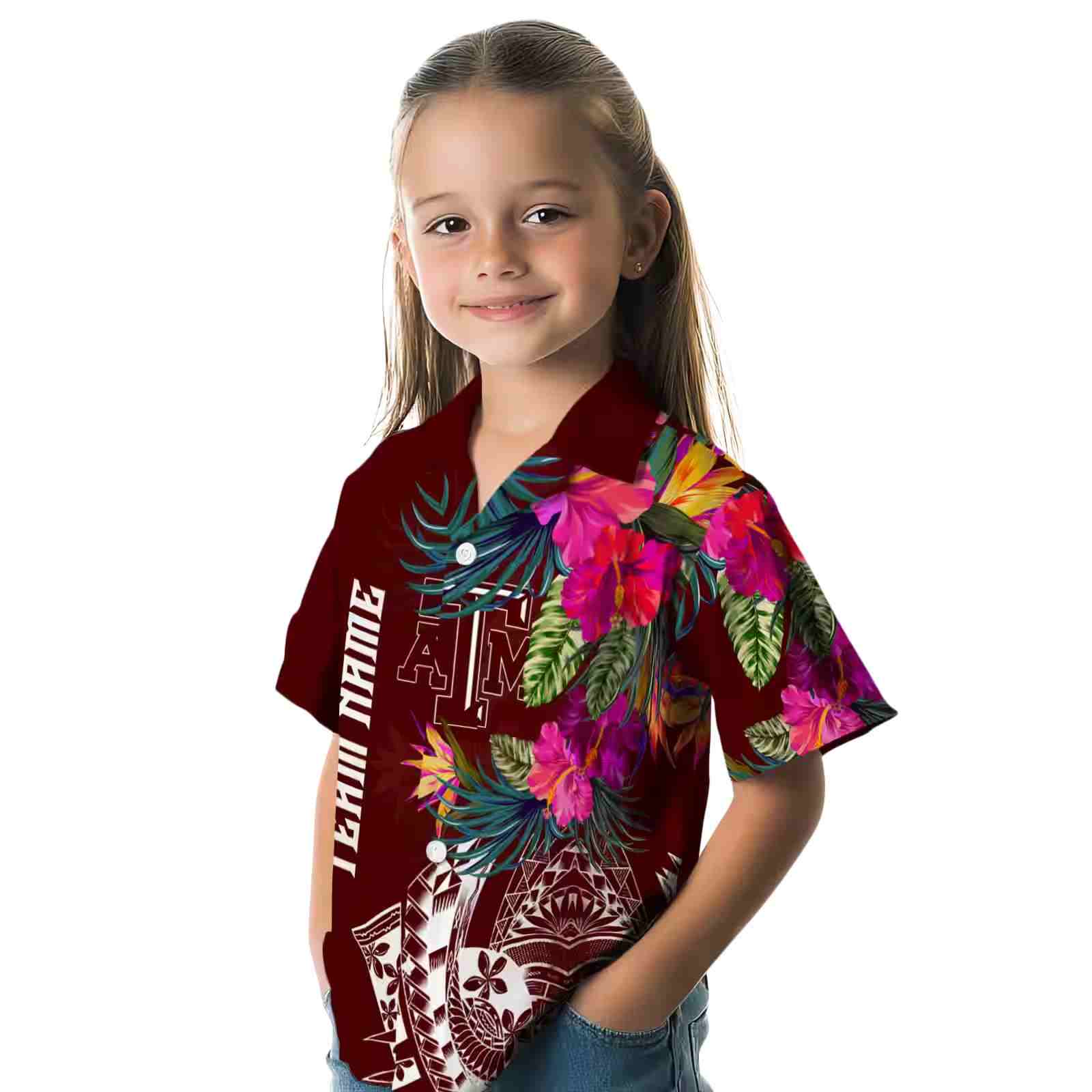 texas am aggies floral polynesian maroon hawaiian shirt premium grade