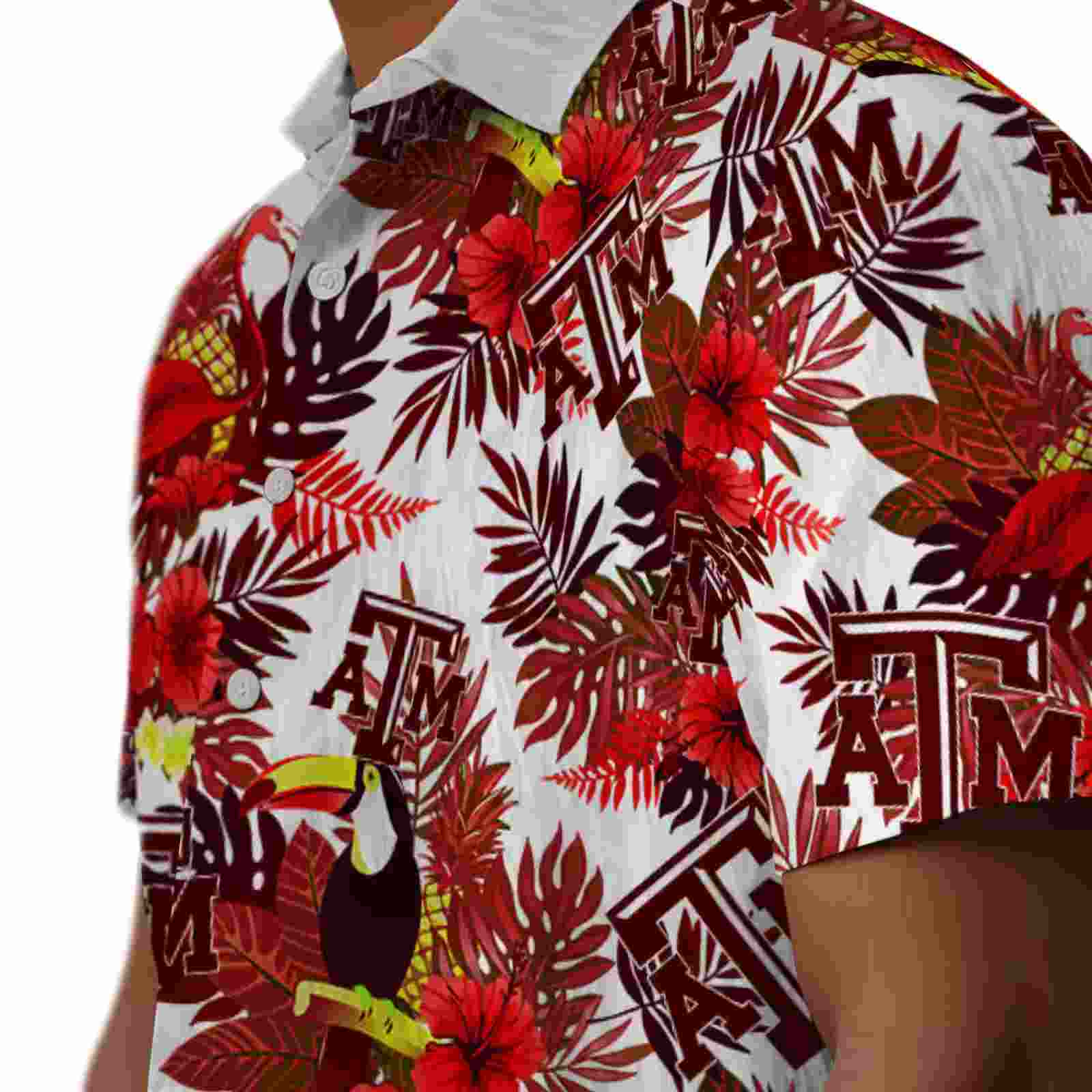 texas am aggies floral toucan maroon red hawaiian shirt trendy