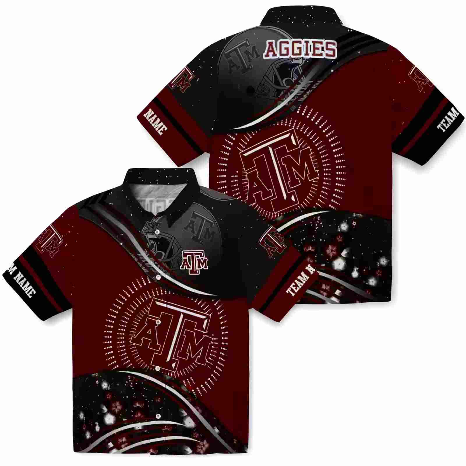 texas am aggies football wave maroon black hawaiian shirt high quality