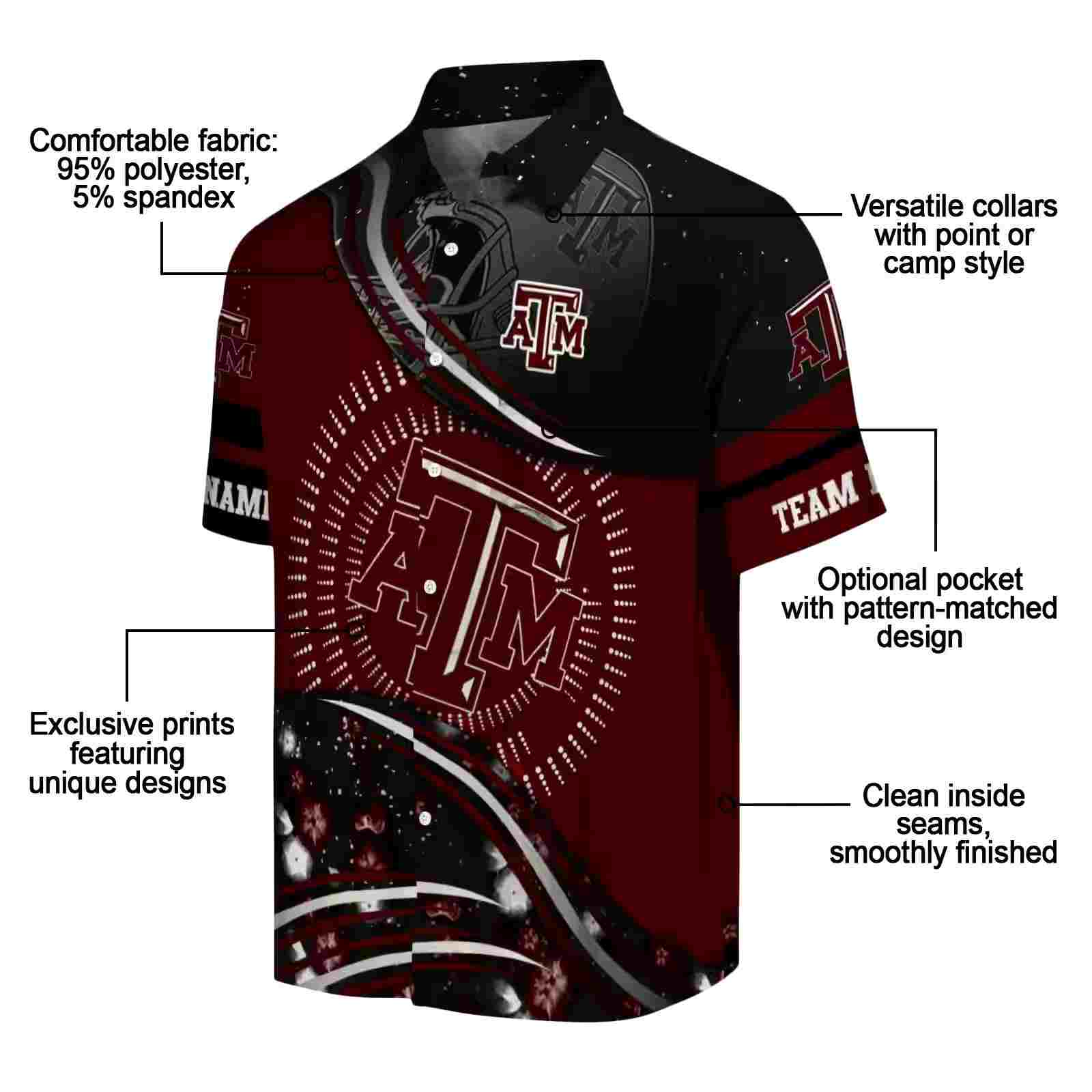 texas am aggies football wave maroon black hawaiian shirt new arrival