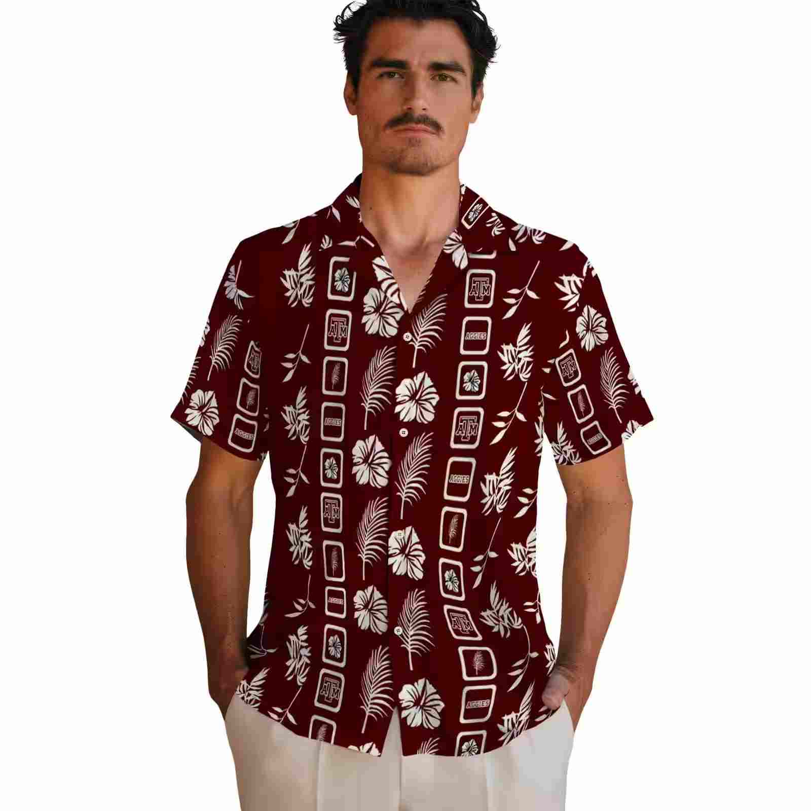 texas am aggies framed floral maroon hawaiian shirt fashion forward