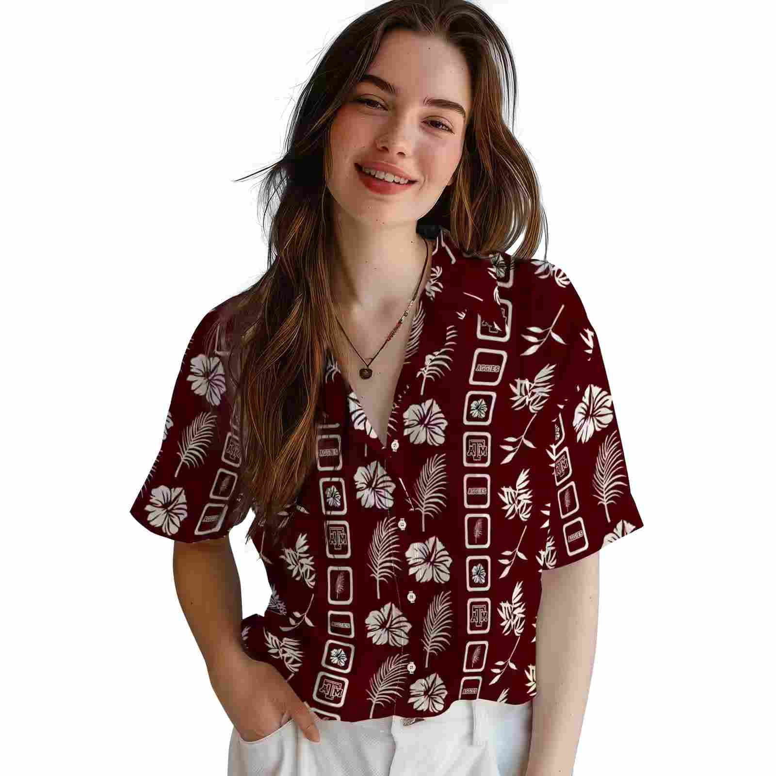 texas am aggies framed floral maroon hawaiian shirt latest model