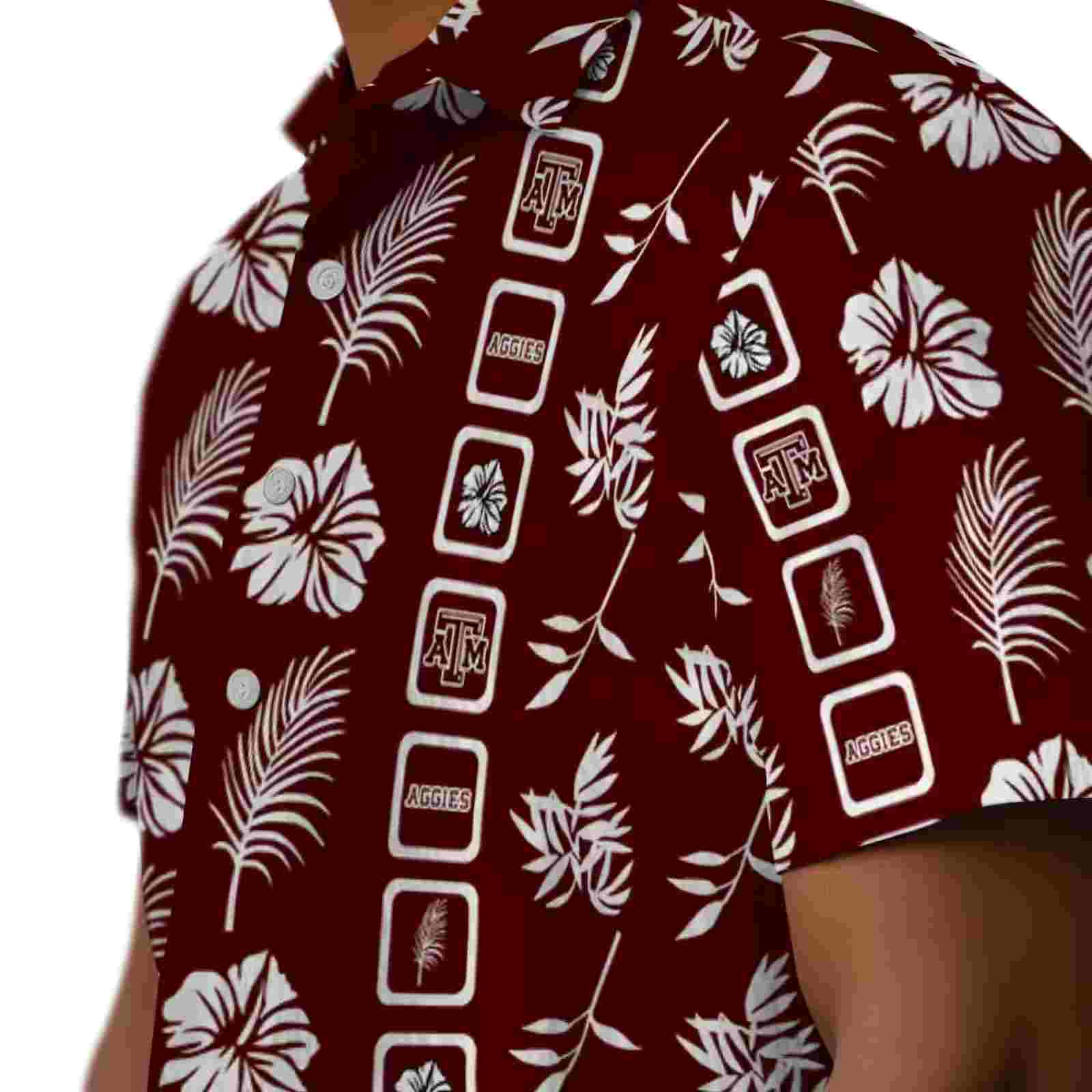 texas am aggies framed floral maroon hawaiian shirt trendy