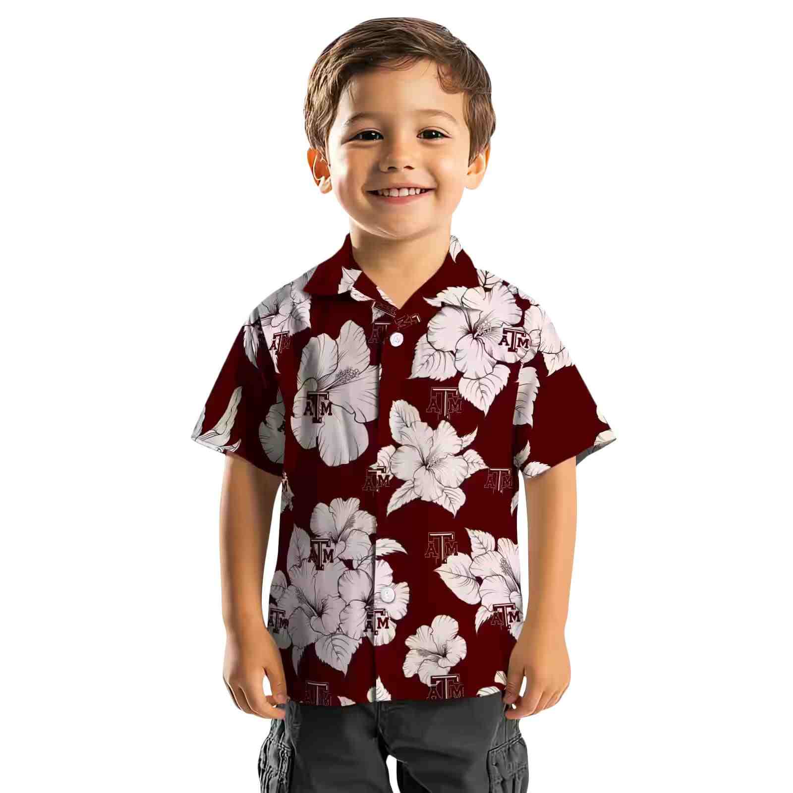 texas am aggies hibiscus blooms maroon white hawaiian shirt top rated