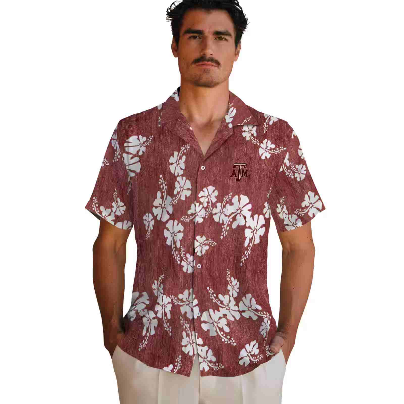 texas am aggies hibiscus clusters maroon hawaiian shirt fashion forward