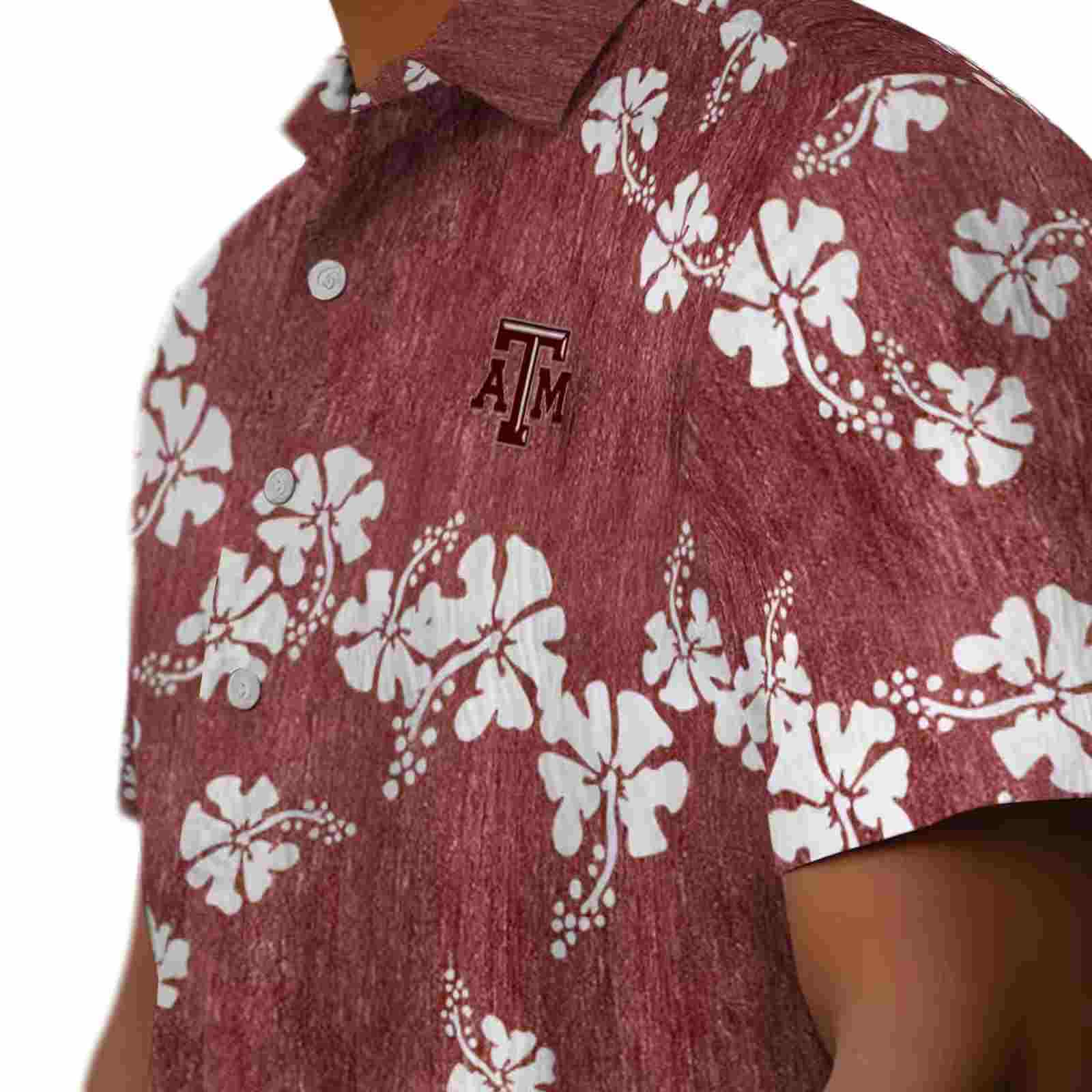 texas am aggies hibiscus clusters maroon hawaiian shirt trendy