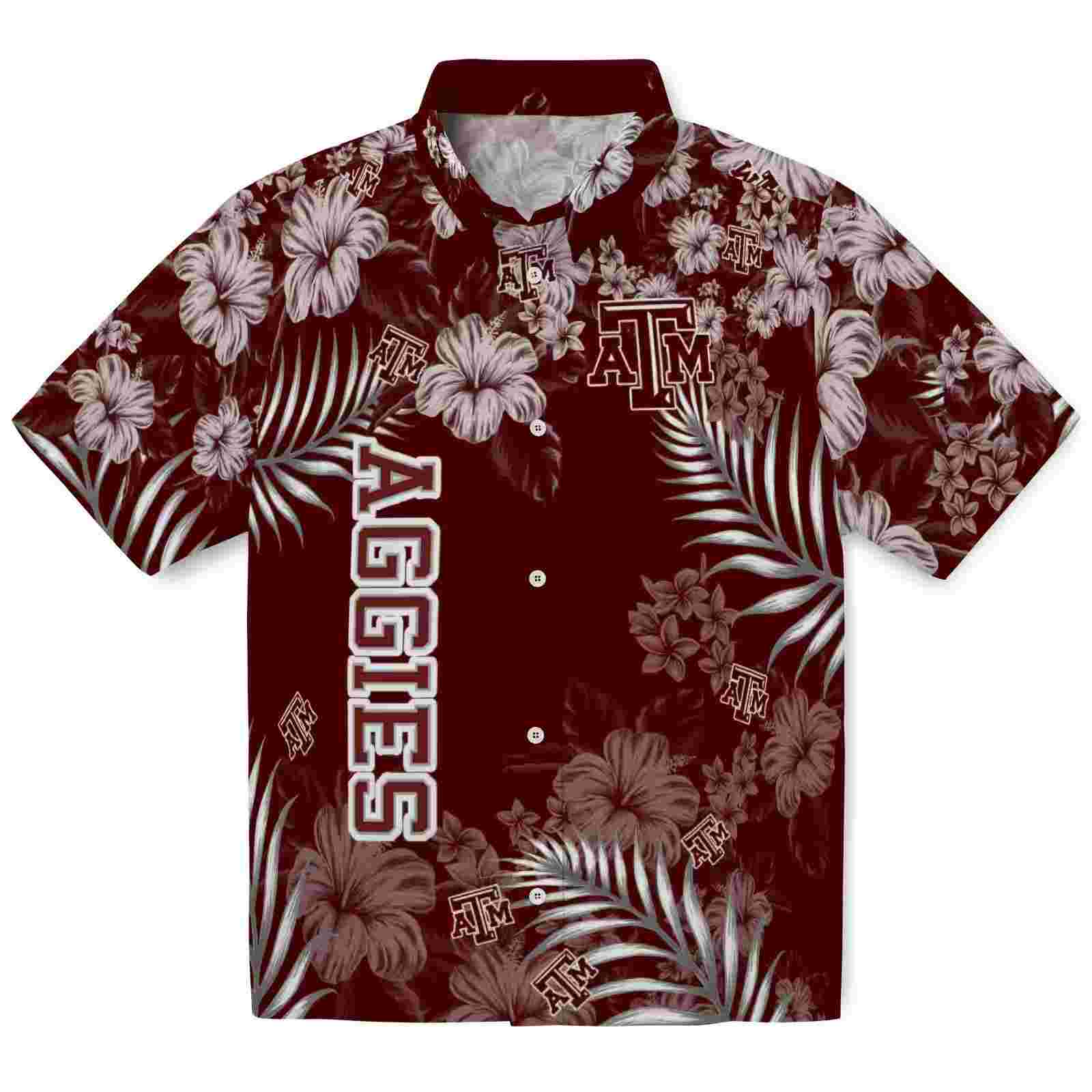 Texas A&M Aggies Hibiscus Print Maroon Hawaiian Shirt