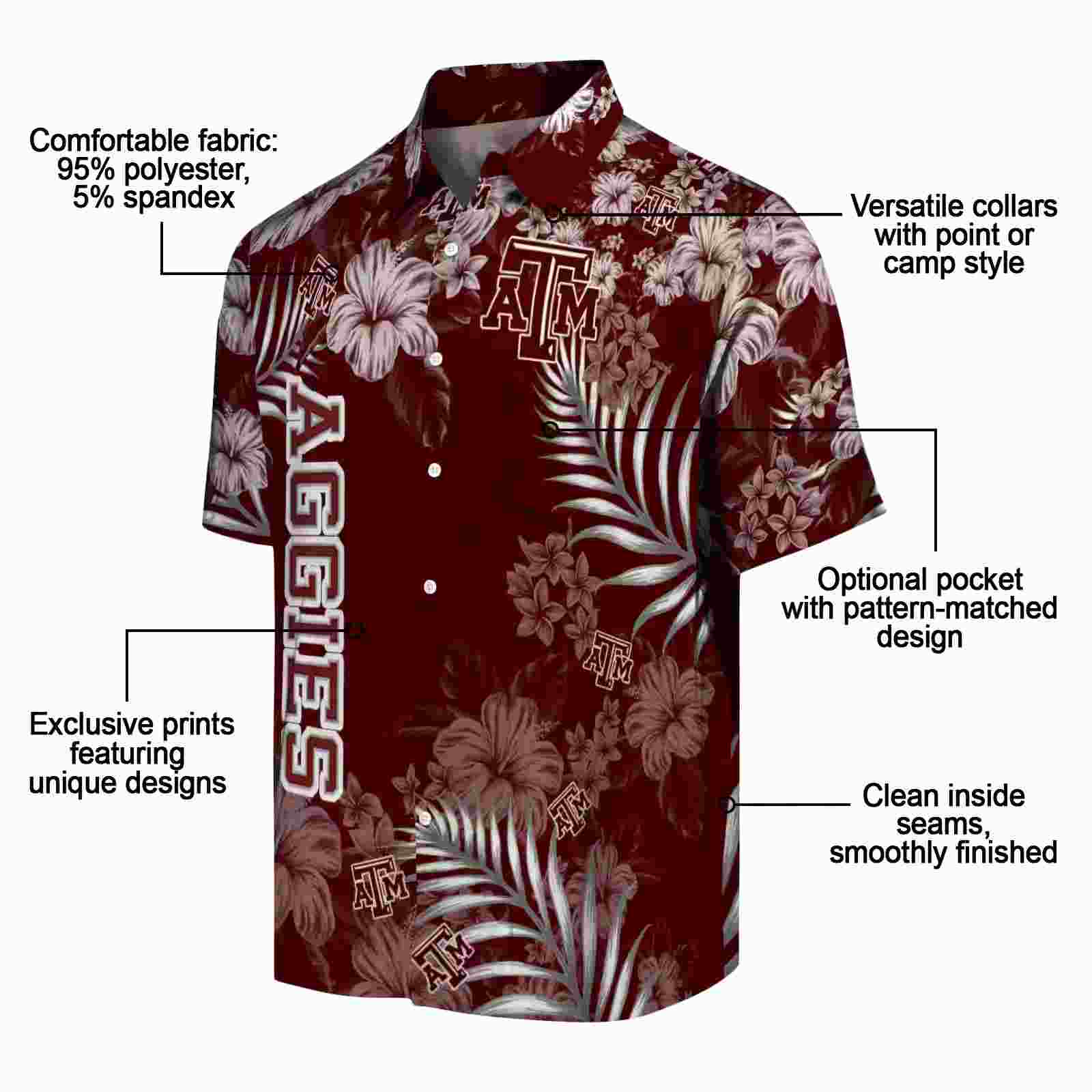 texas am aggies hibiscus print maroon hawaiian shirt new arrival