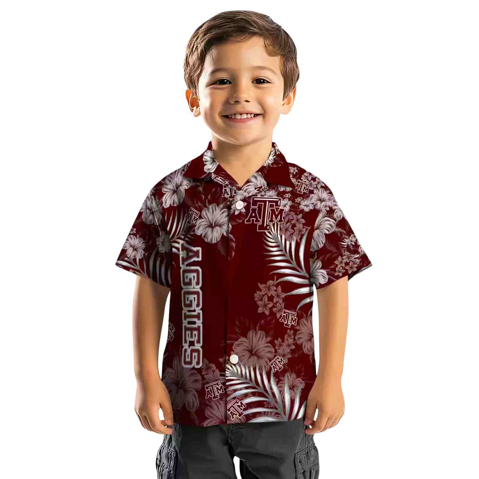 texas am aggies hibiscus print maroon hawaiian shirt top rated