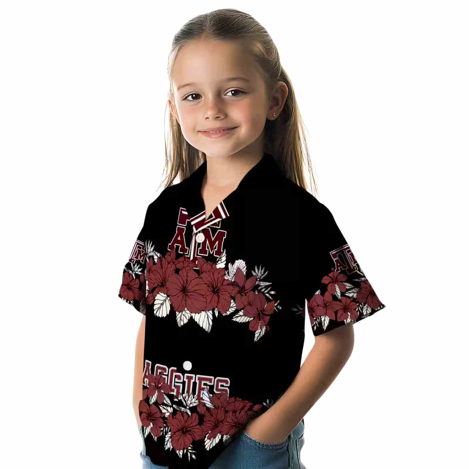 texas am aggies hibiscus stripe maroon black hawaiian shirt premium grade