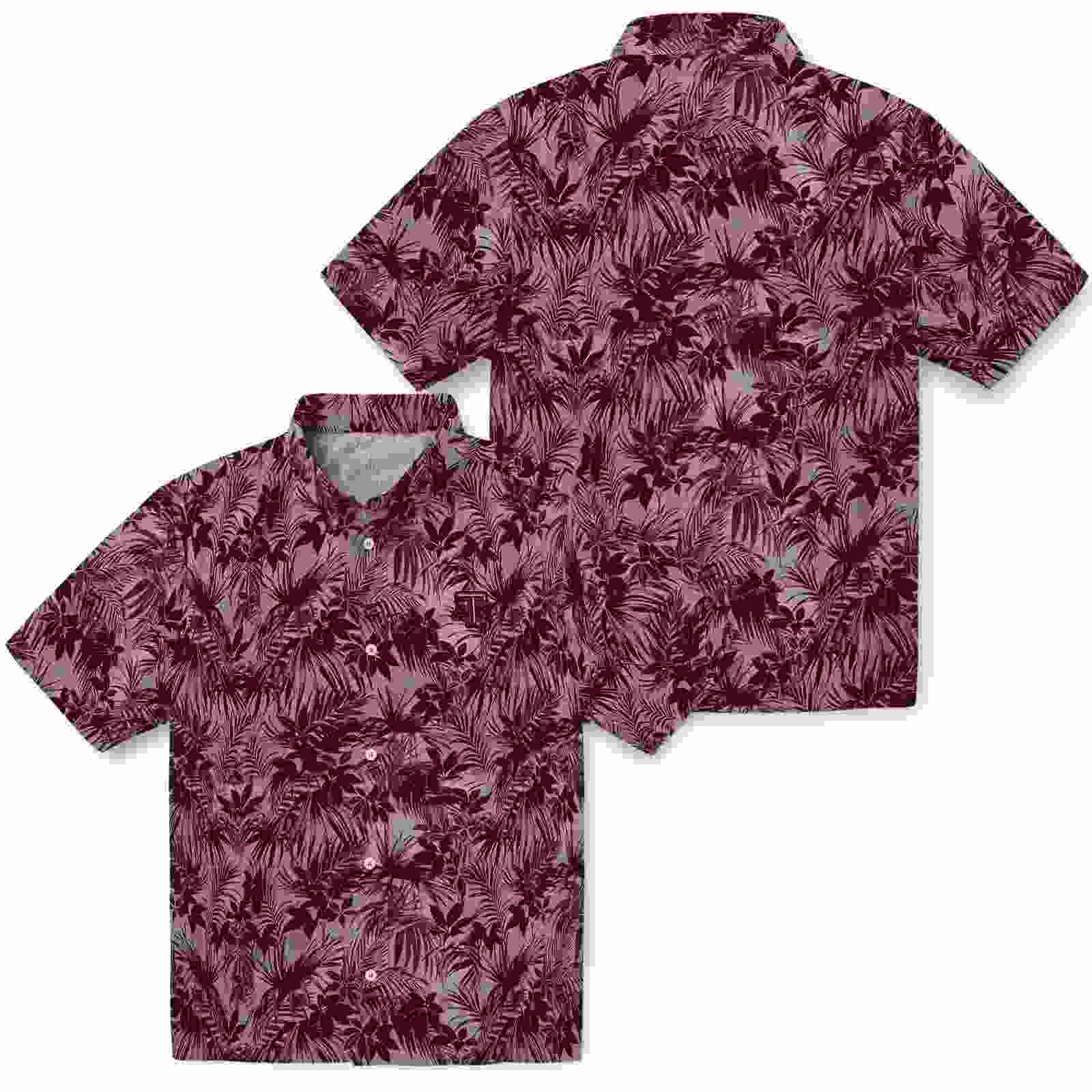 texas am aggies leafy pattern maroon hawaiian shirt high quality