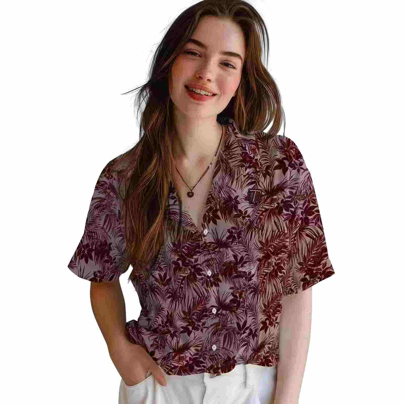 texas am aggies leafy pattern maroon hawaiian shirt latest model