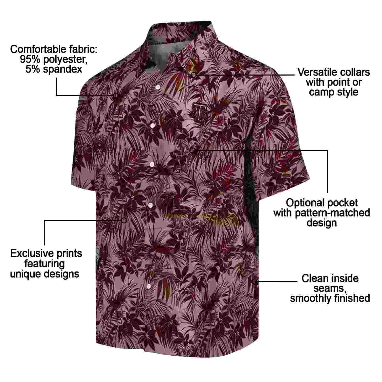 texas am aggies leafy pattern maroon hawaiian shirt new arrival