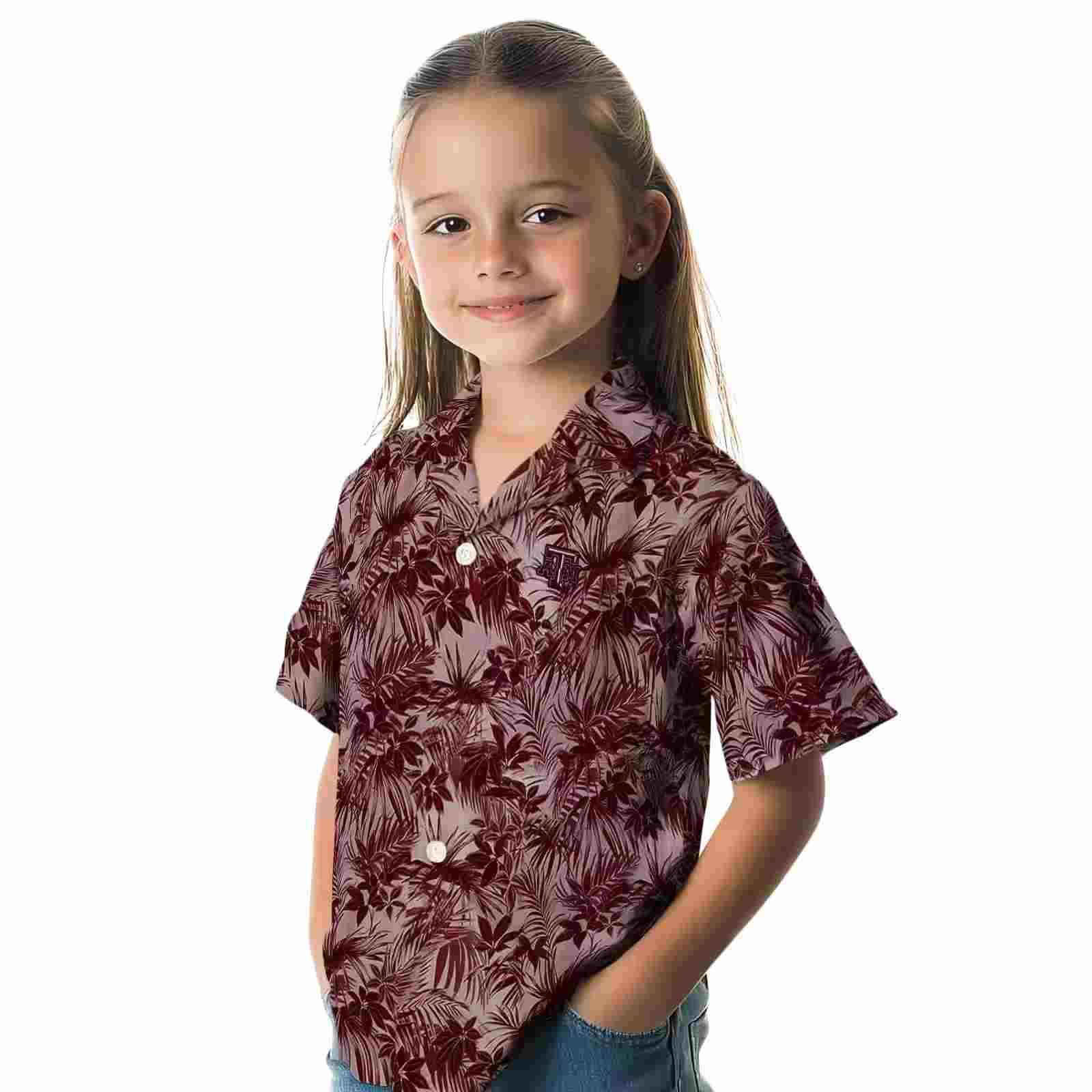 texas am aggies leafy pattern maroon hawaiian shirt premium grade