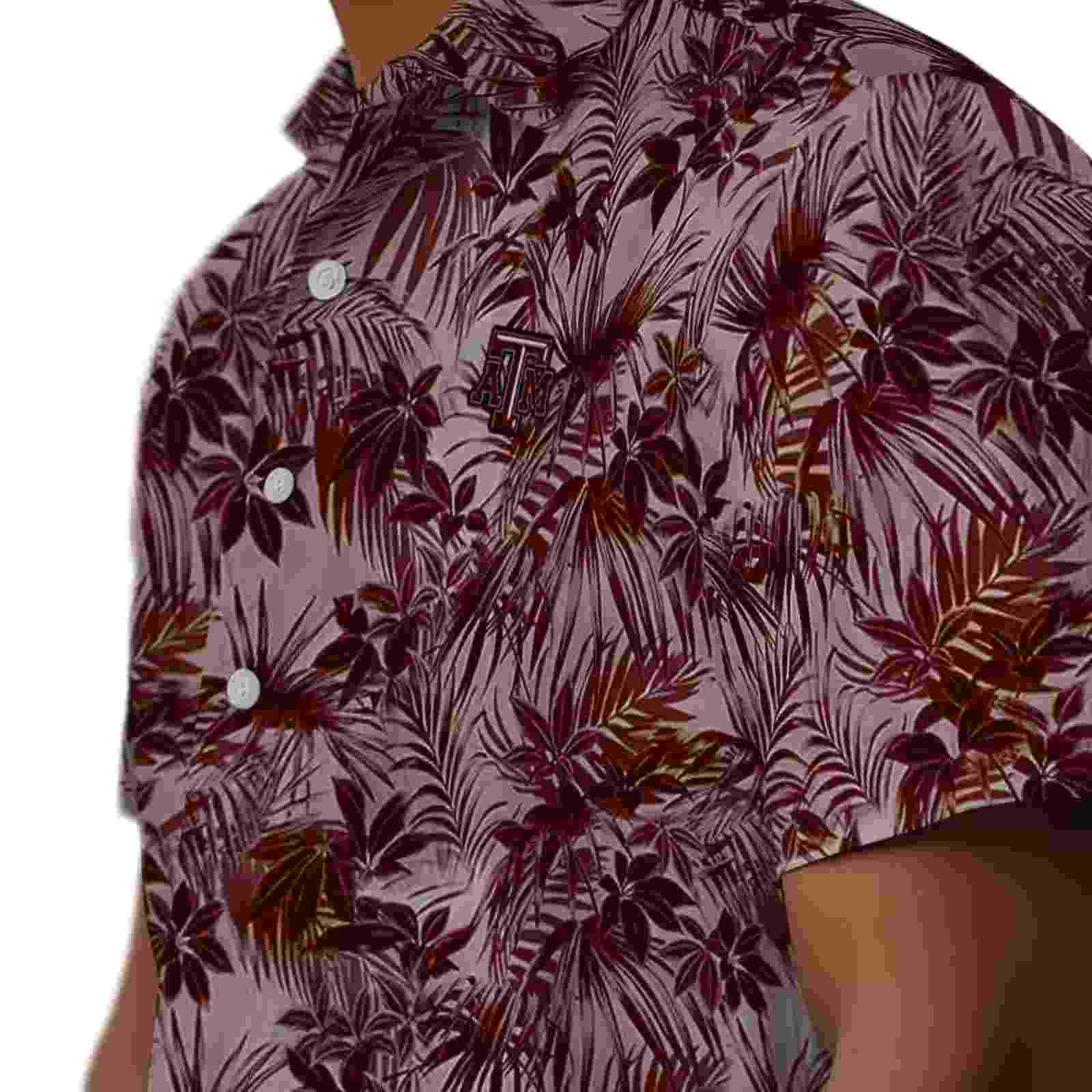 texas am aggies leafy pattern maroon hawaiian shirt trendy