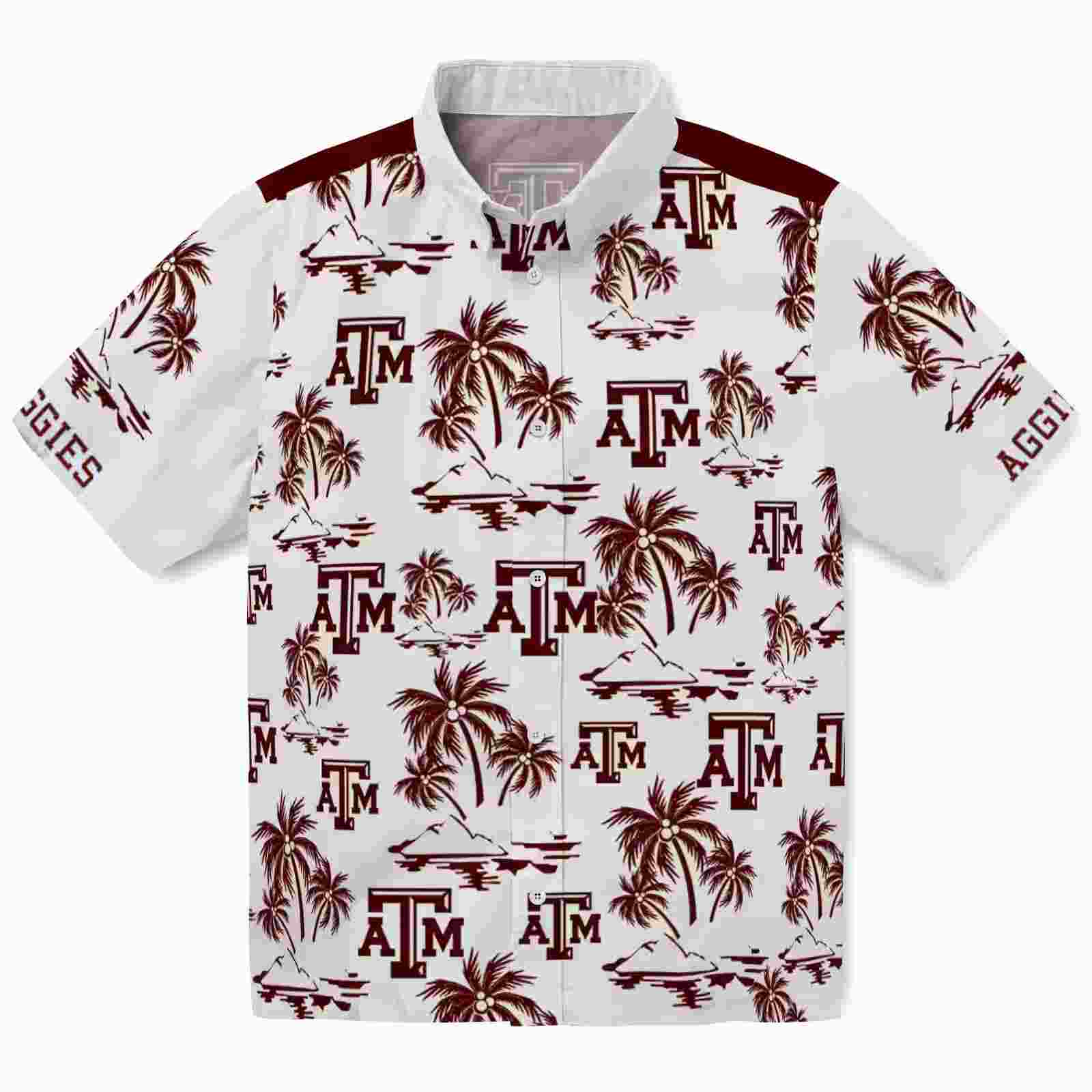 Texas A&M Aggies Palm Island Print Maroon White Hawaiian Shirt