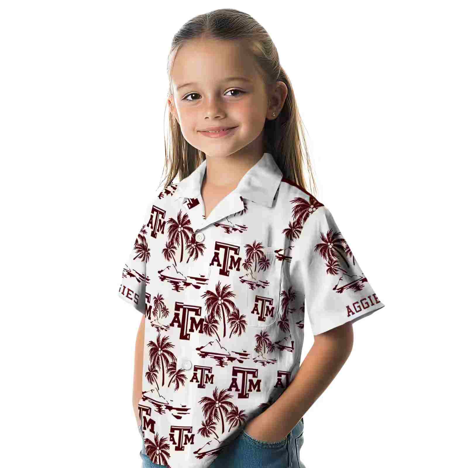 texas am aggies palm island print maroon white hawaiian shirt premium grade