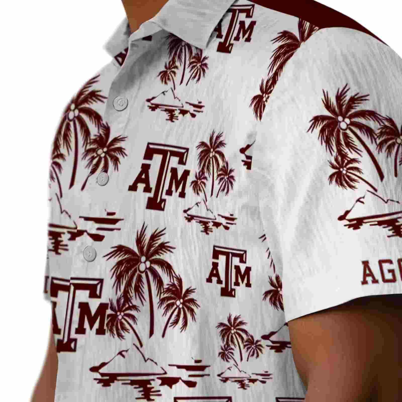 texas am aggies palm island print maroon white hawaiian shirt trendy