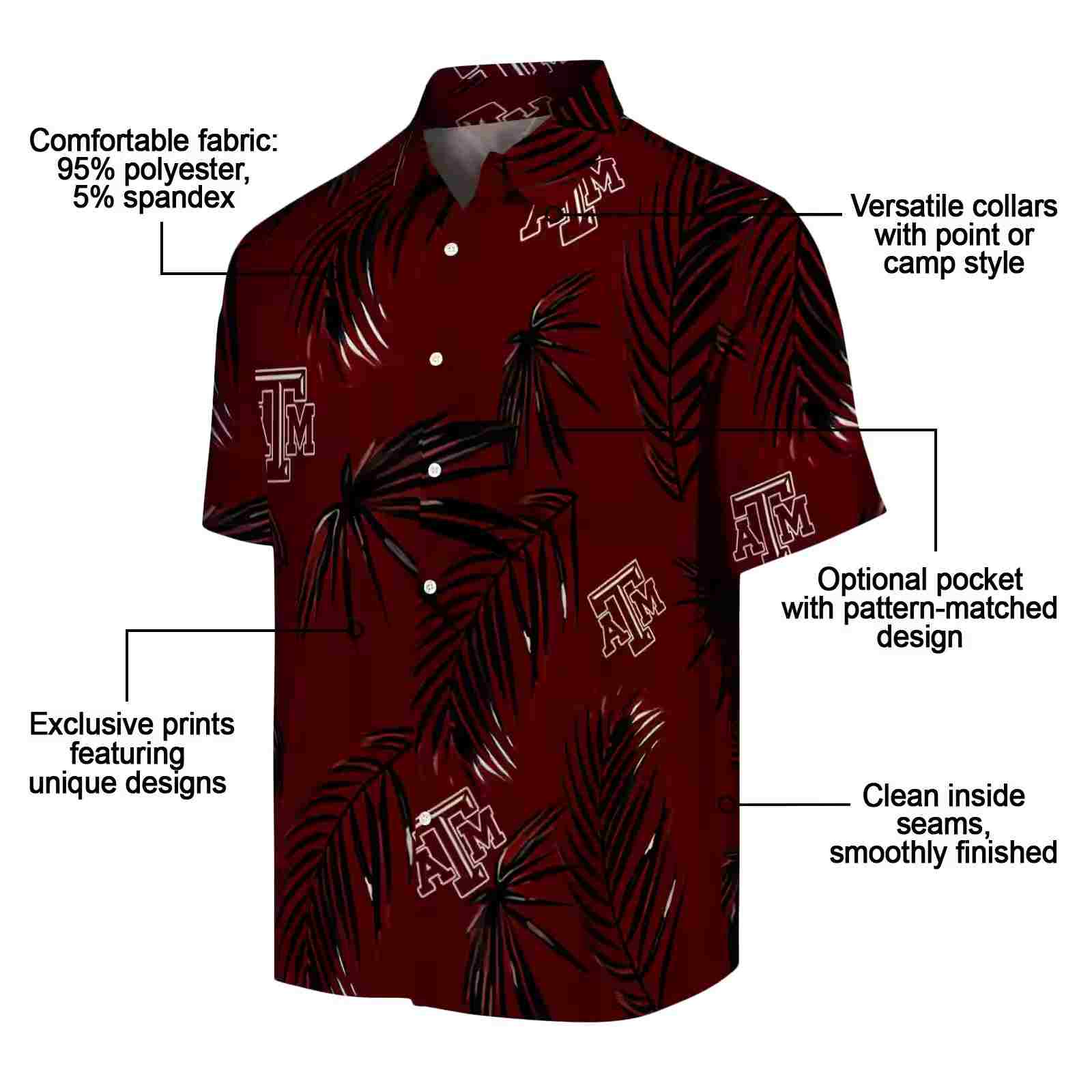 texas am aggies palm leaf maroon hawaiian shirt new arrival