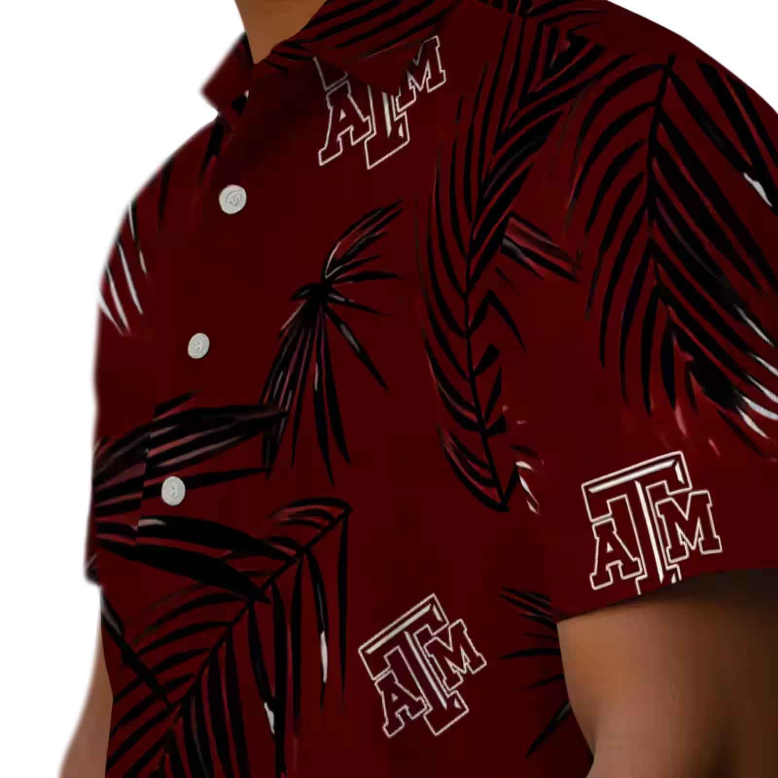 texas am aggies palm leaf maroon hawaiian shirt trendy