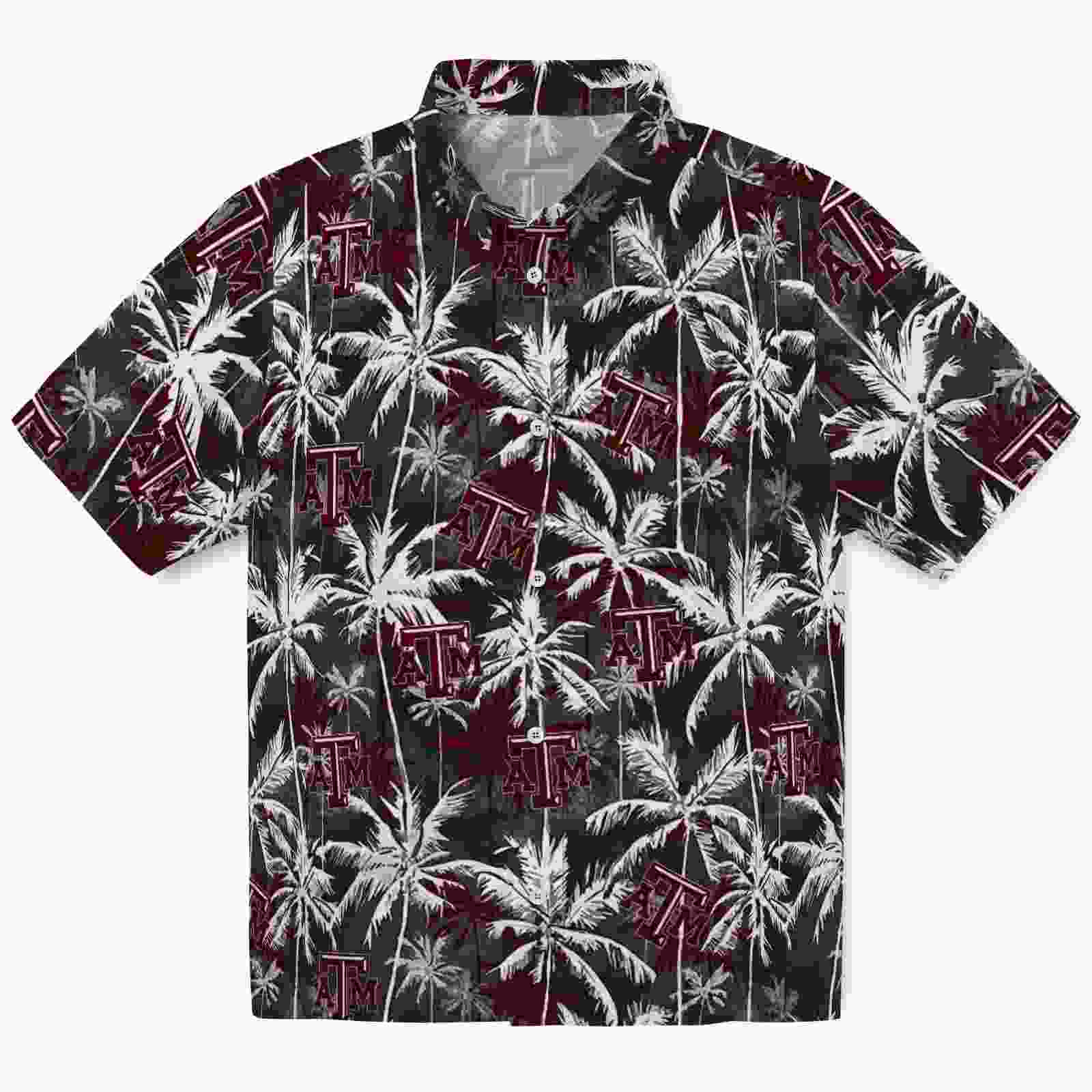 Texas A&M Aggies Palm Pattern Maroon Black Hawaiian Shirt