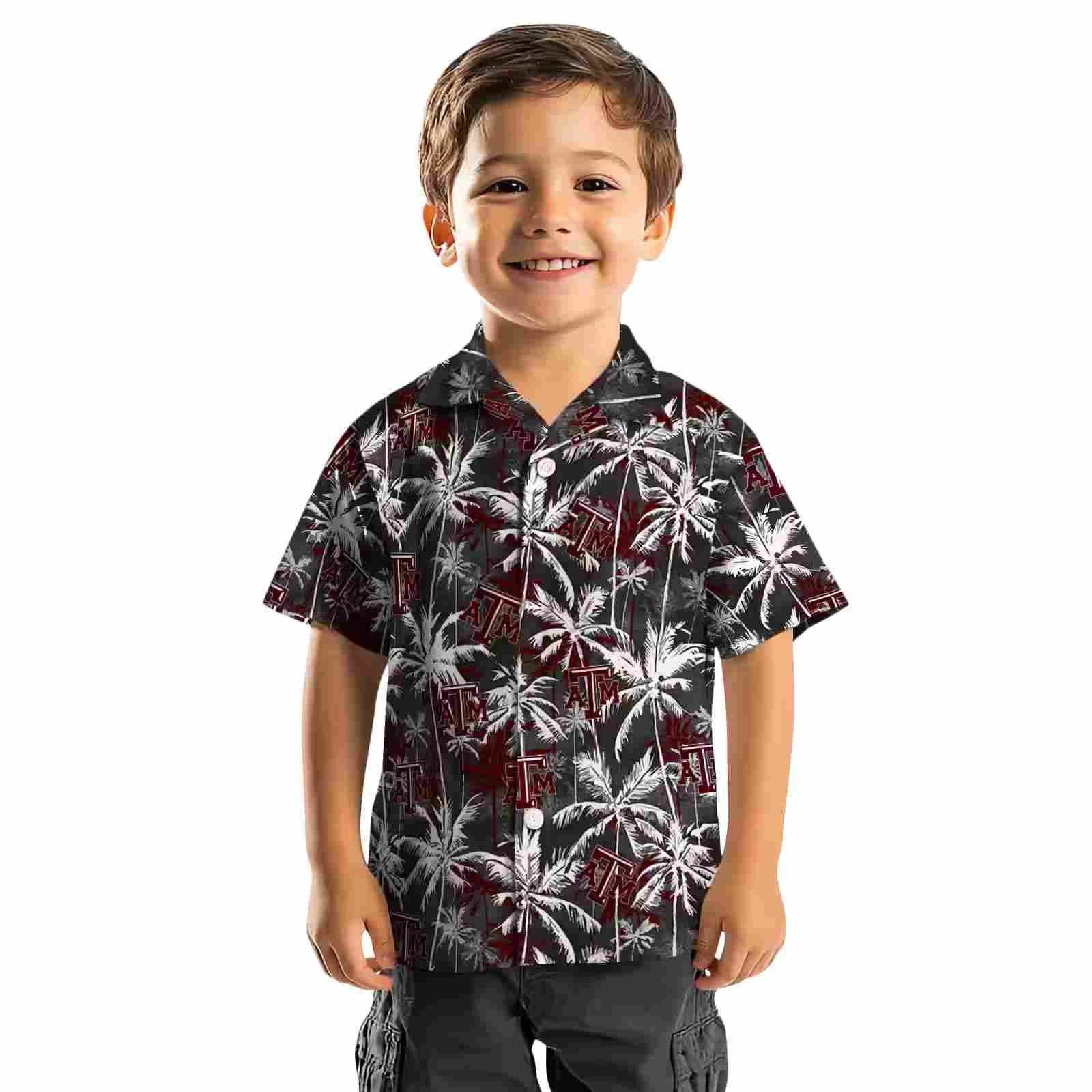 texas am aggies palm pattern maroon black hawaiian shirt top rated