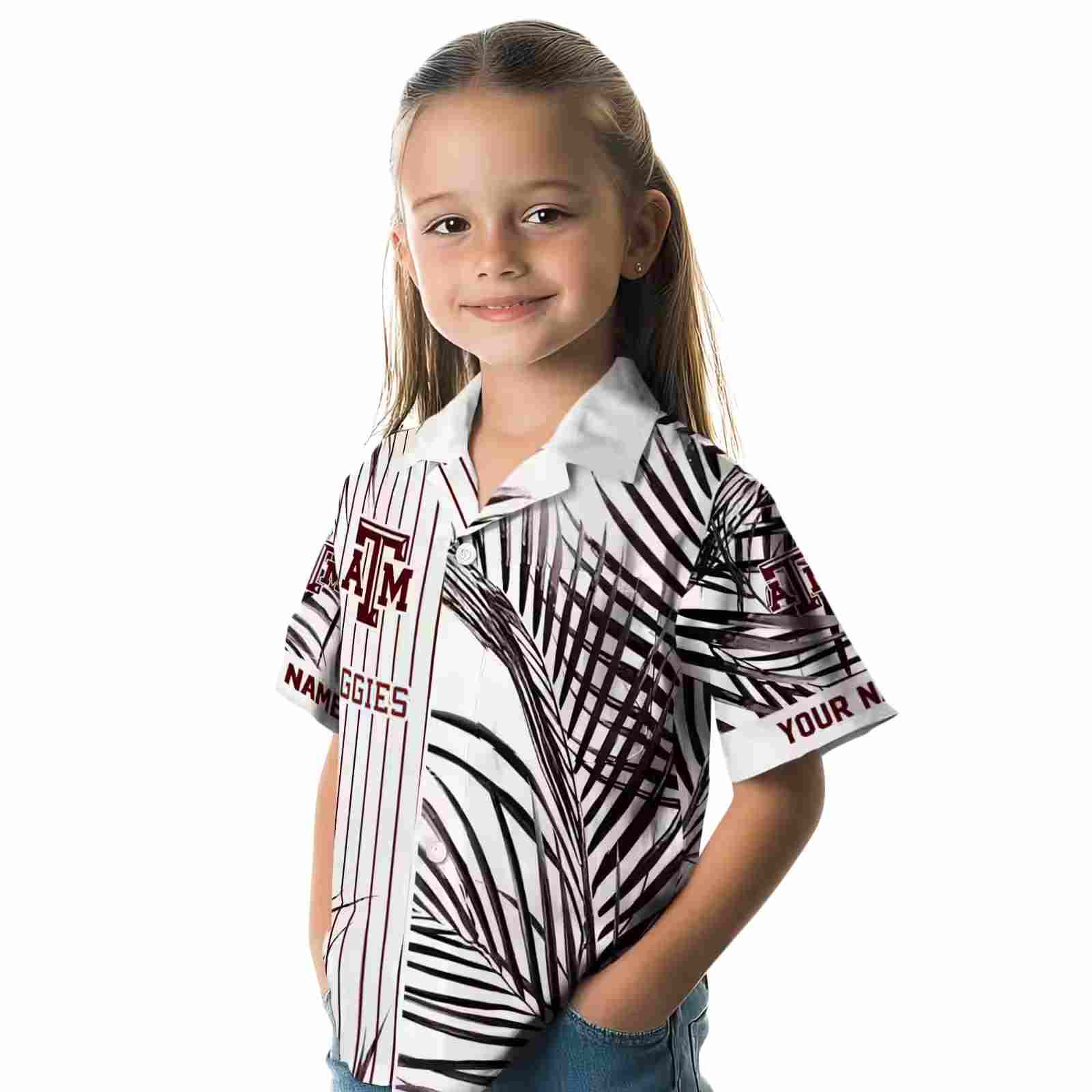 texas am aggies palm stripes maroon black white hawaiian shirt premium grade