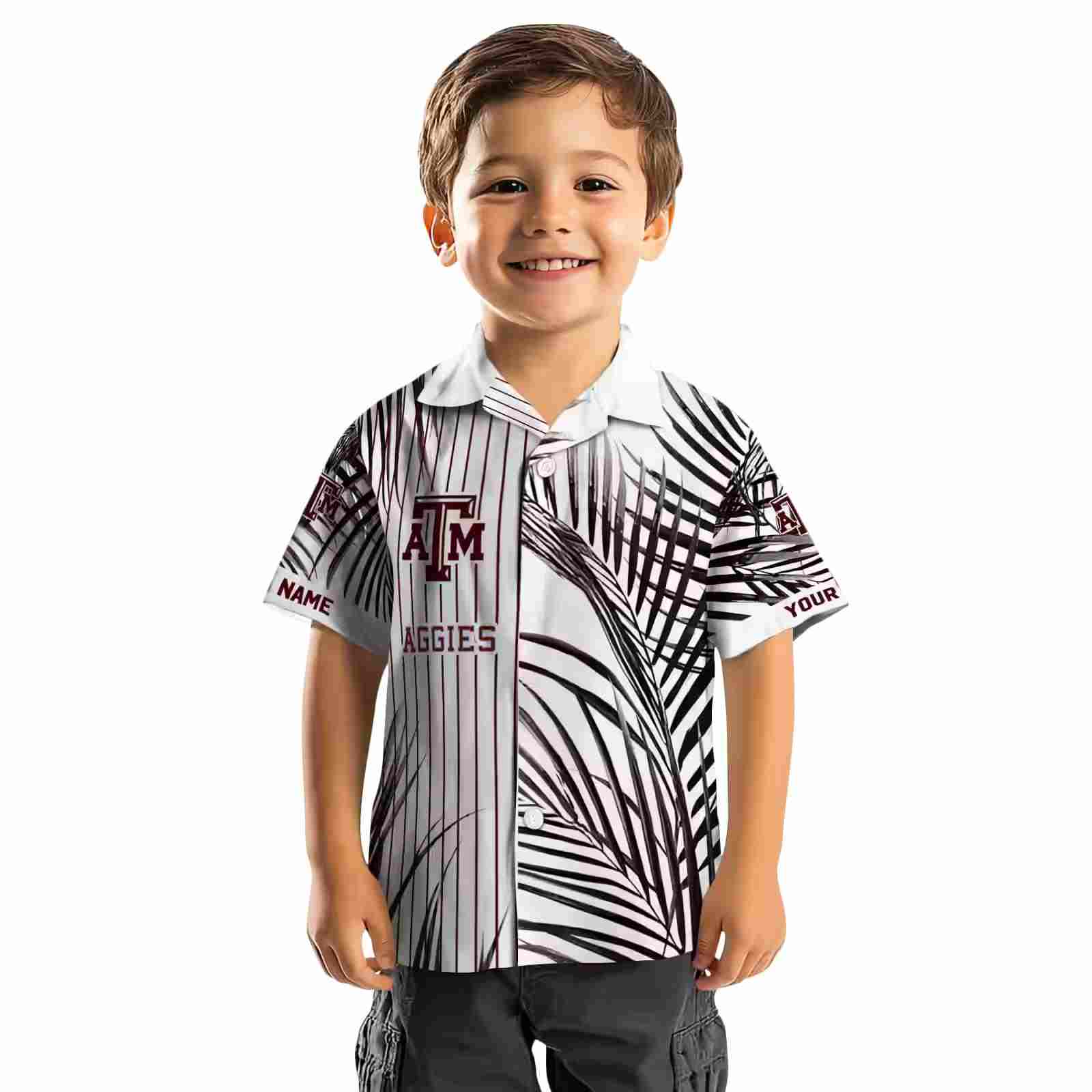 texas am aggies palm stripes maroon black white hawaiian shirt top rated