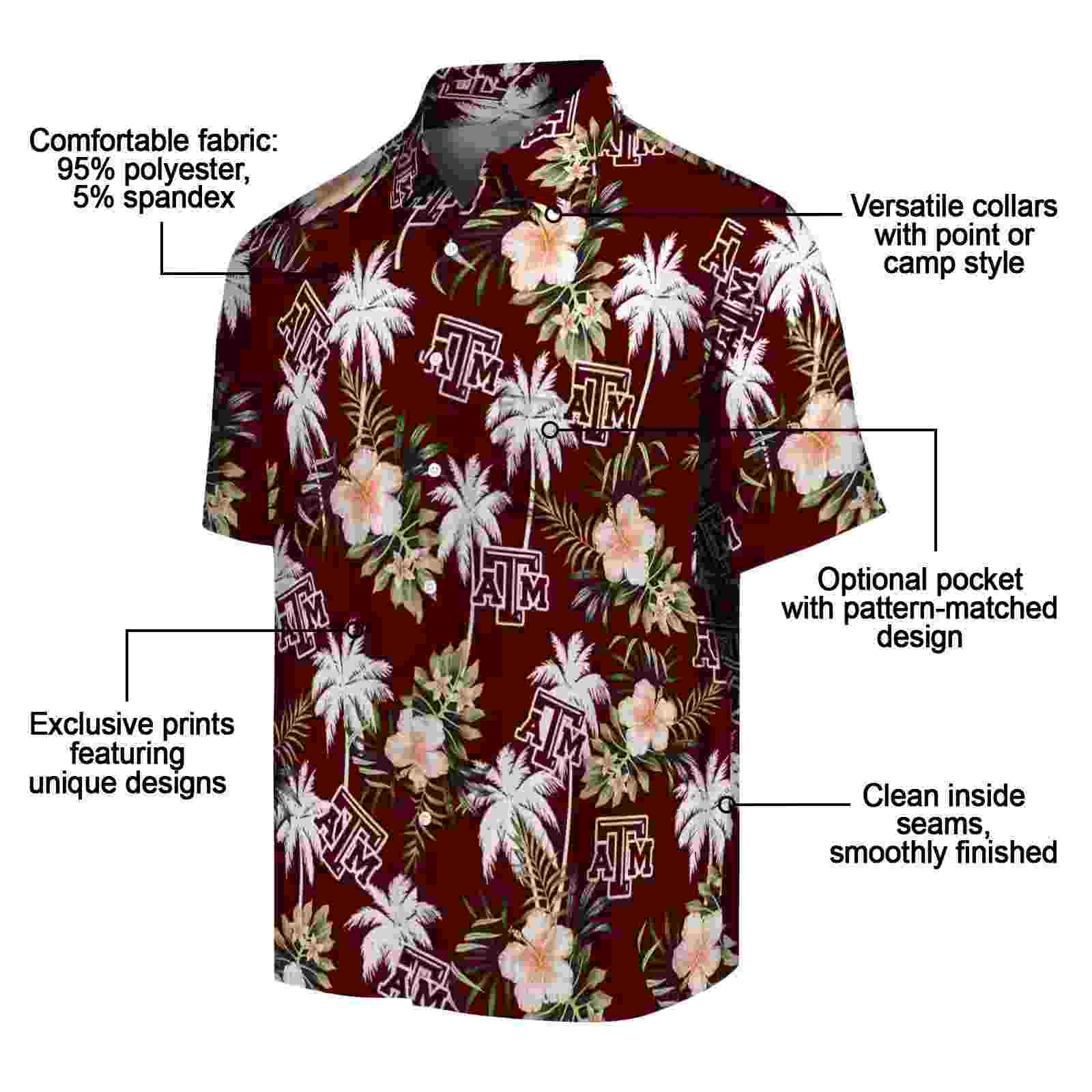 texas am aggies palm tree flower maroon hawaiian shirt new arrival