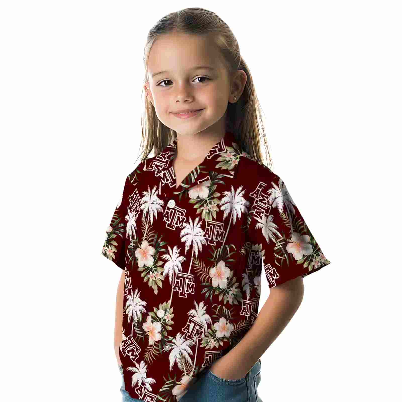 texas am aggies palm tree flower maroon hawaiian shirt premium grade