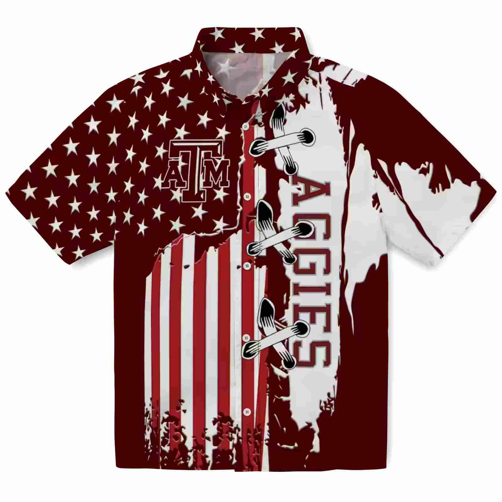 Texas A&M Aggies Stitched Flag Maroon Hawaiian Shirt