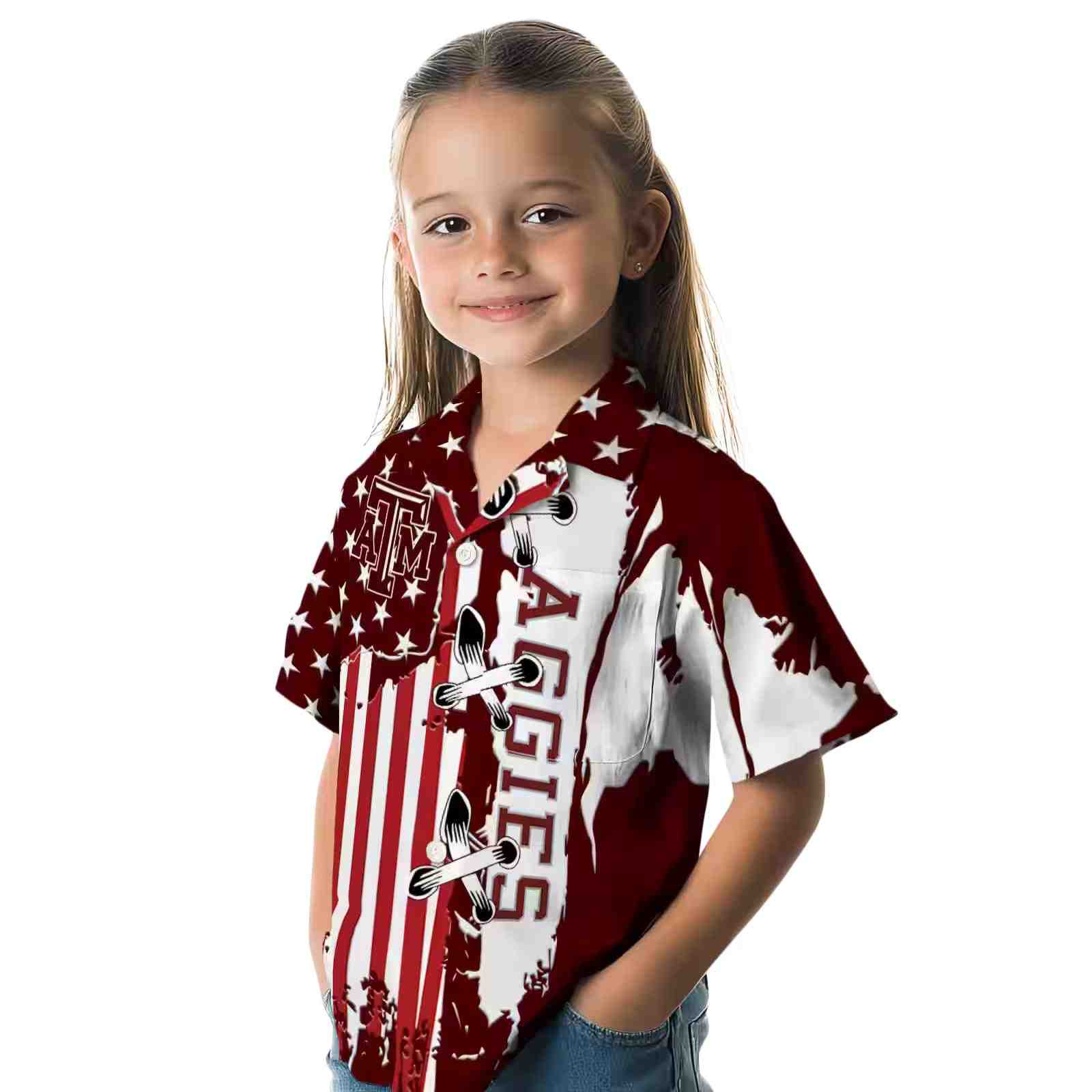 texas am aggies stitched flag maroon hawaiian shirt premium grade