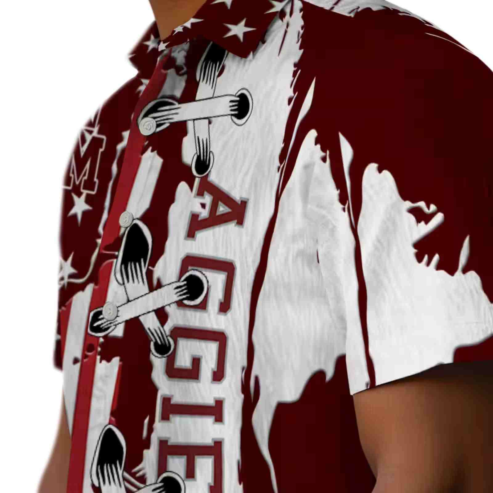 texas am aggies stitched flag maroon hawaiian shirt trendy