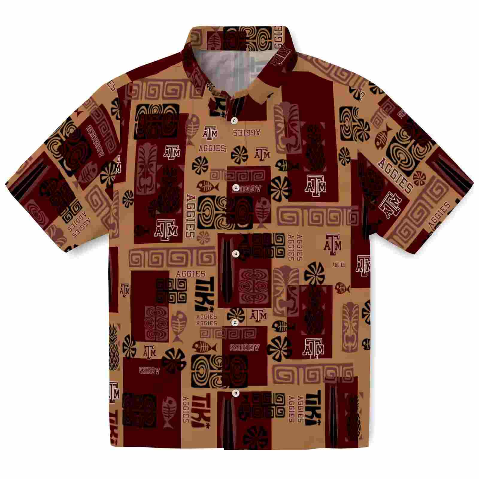 Texas A&M Aggies Tribal Symbols Maroon Hawaiian Shirt