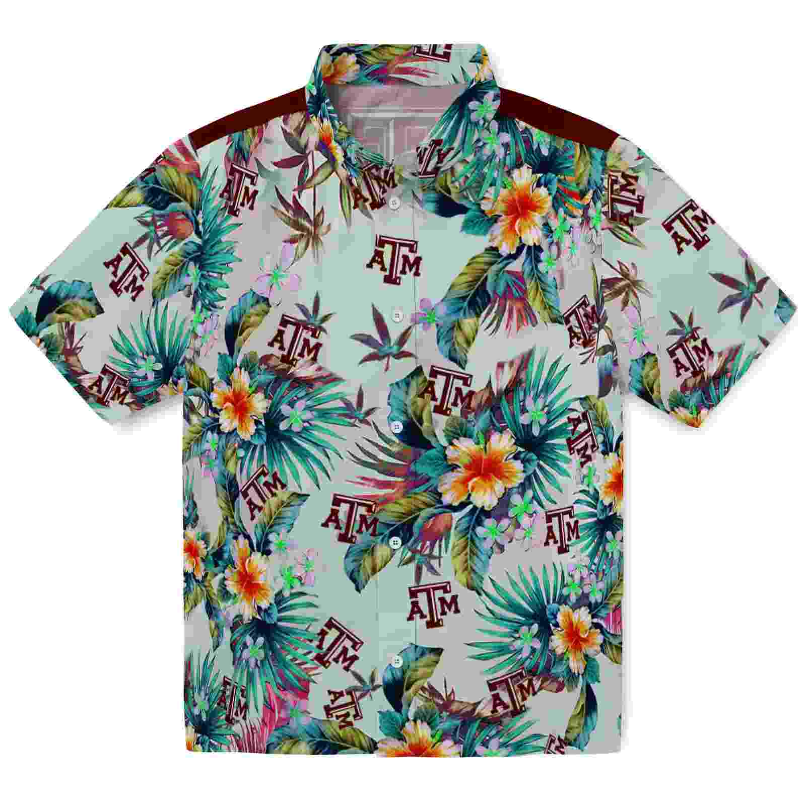 Texas A&M Aggies Tropical Foliage Green Hawaiian Shirt