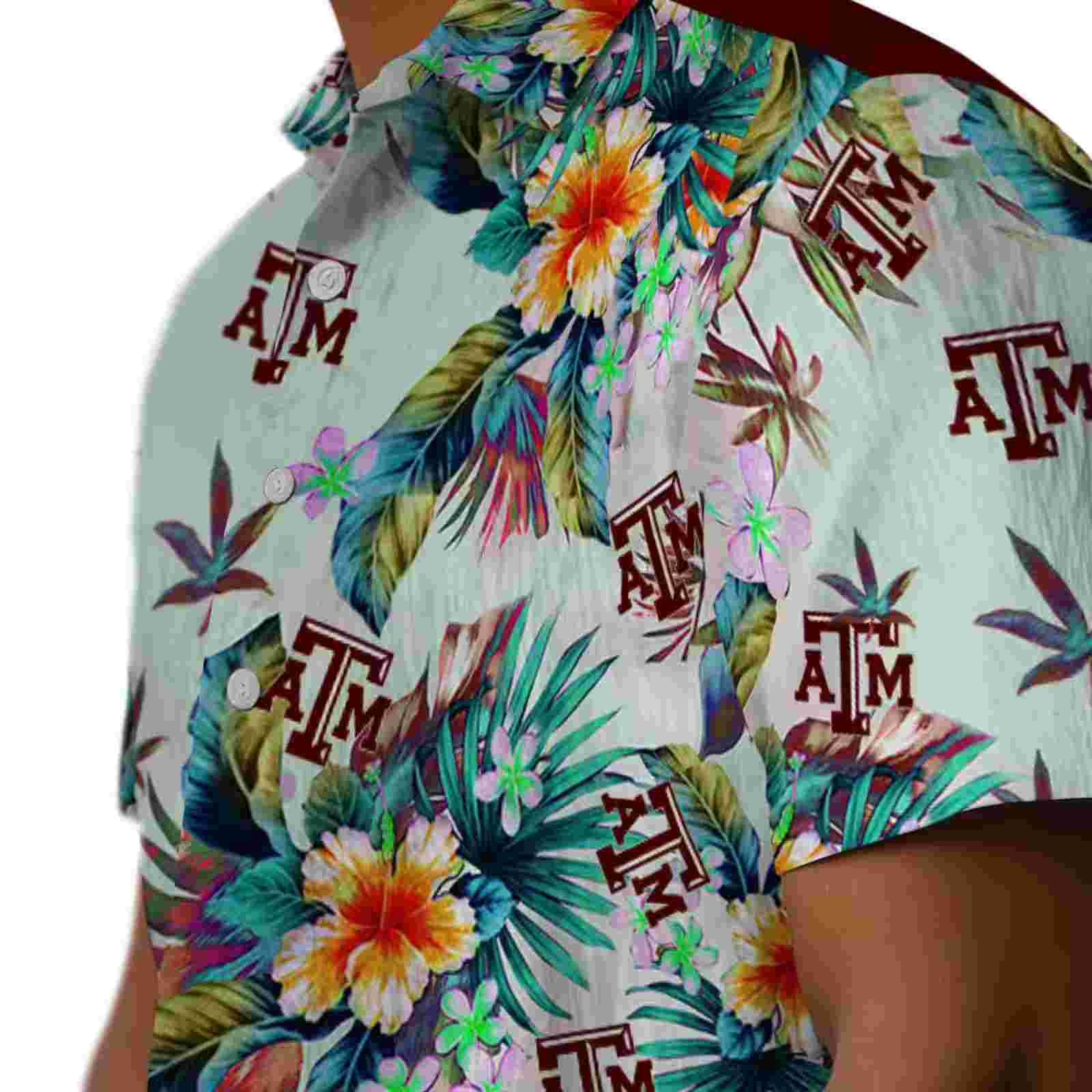 texas am aggies tropical foliage green hawaiian shirt trendy