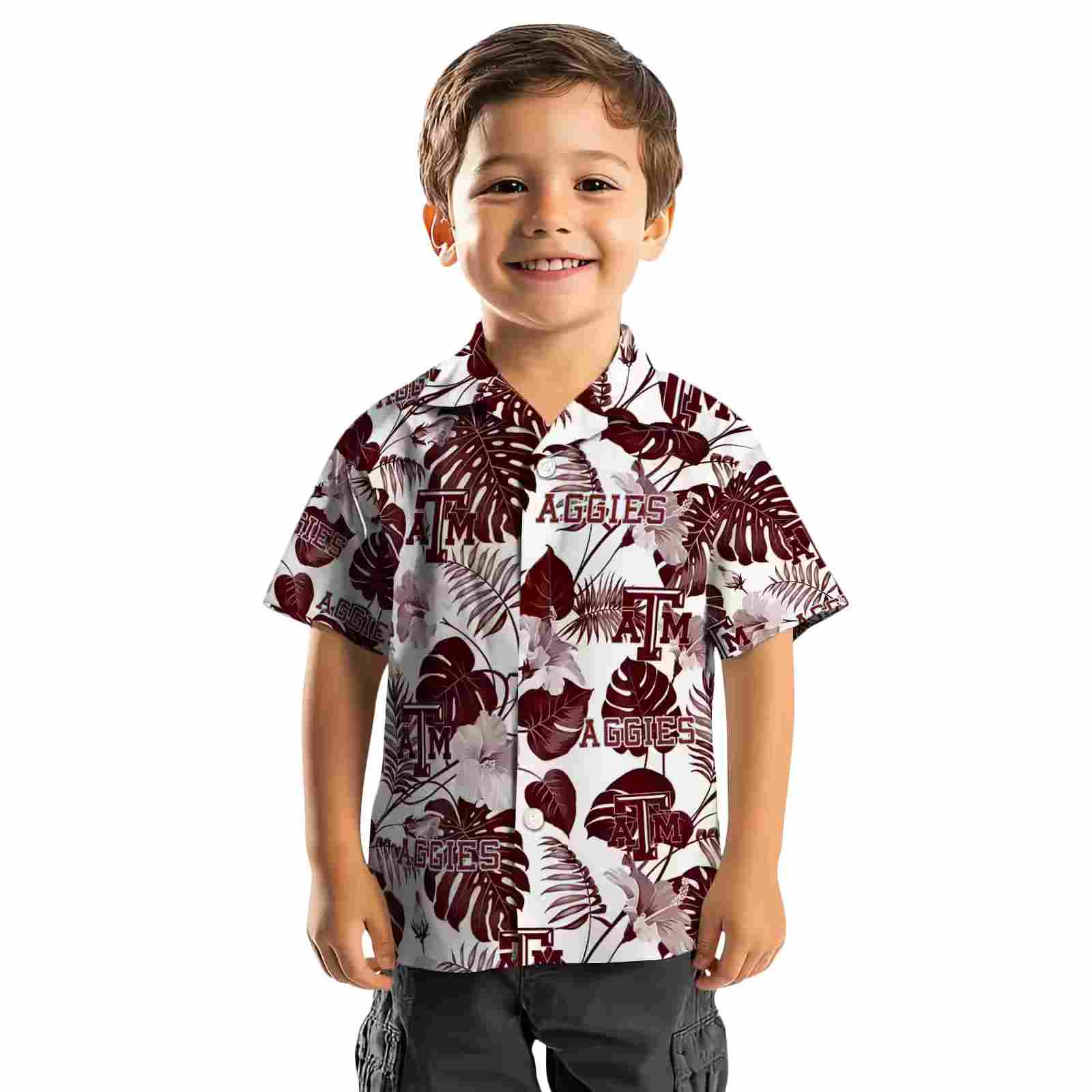 texas am aggies tropical plants maroon white hawaiian shirt top rated