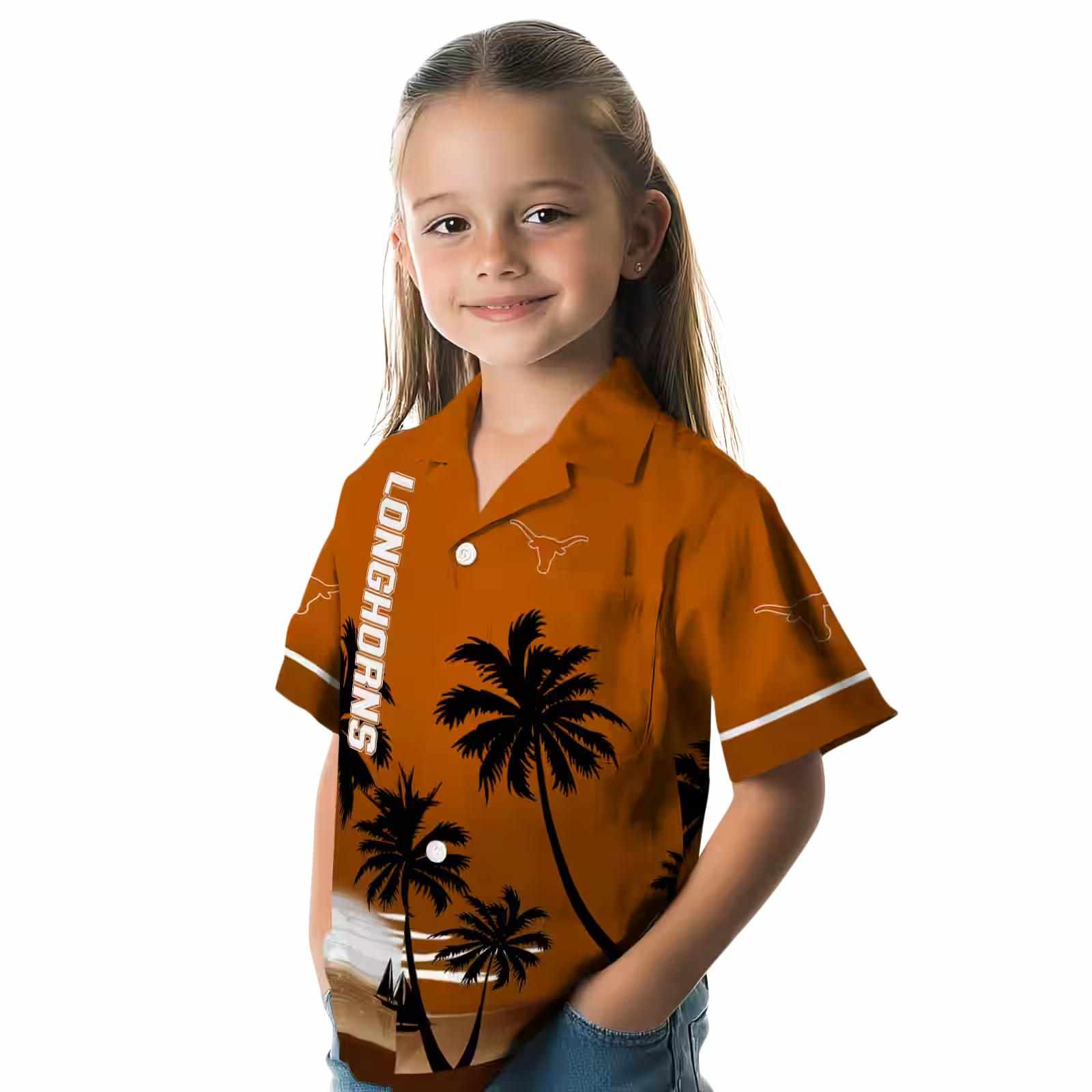 texas longhorns beach sunset orange black hawaiian shirt premium grade